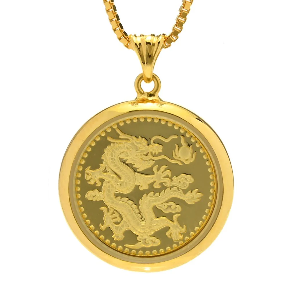 Lambert Cheng Sterling Silver or 24K Gold Plated Dragon Pendant w/ Chain