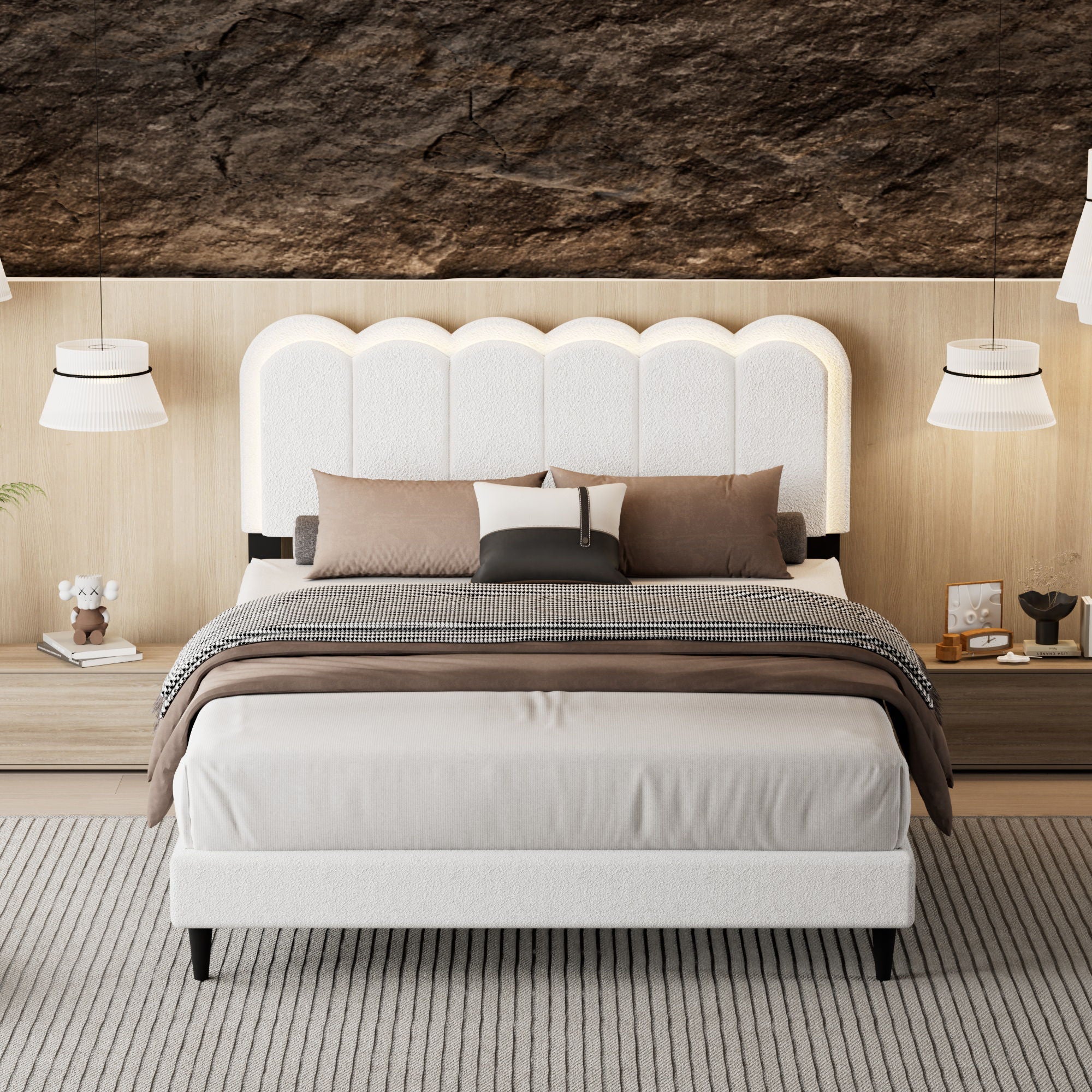 Lambswool Petal Headboard Bed Frame - Image 3