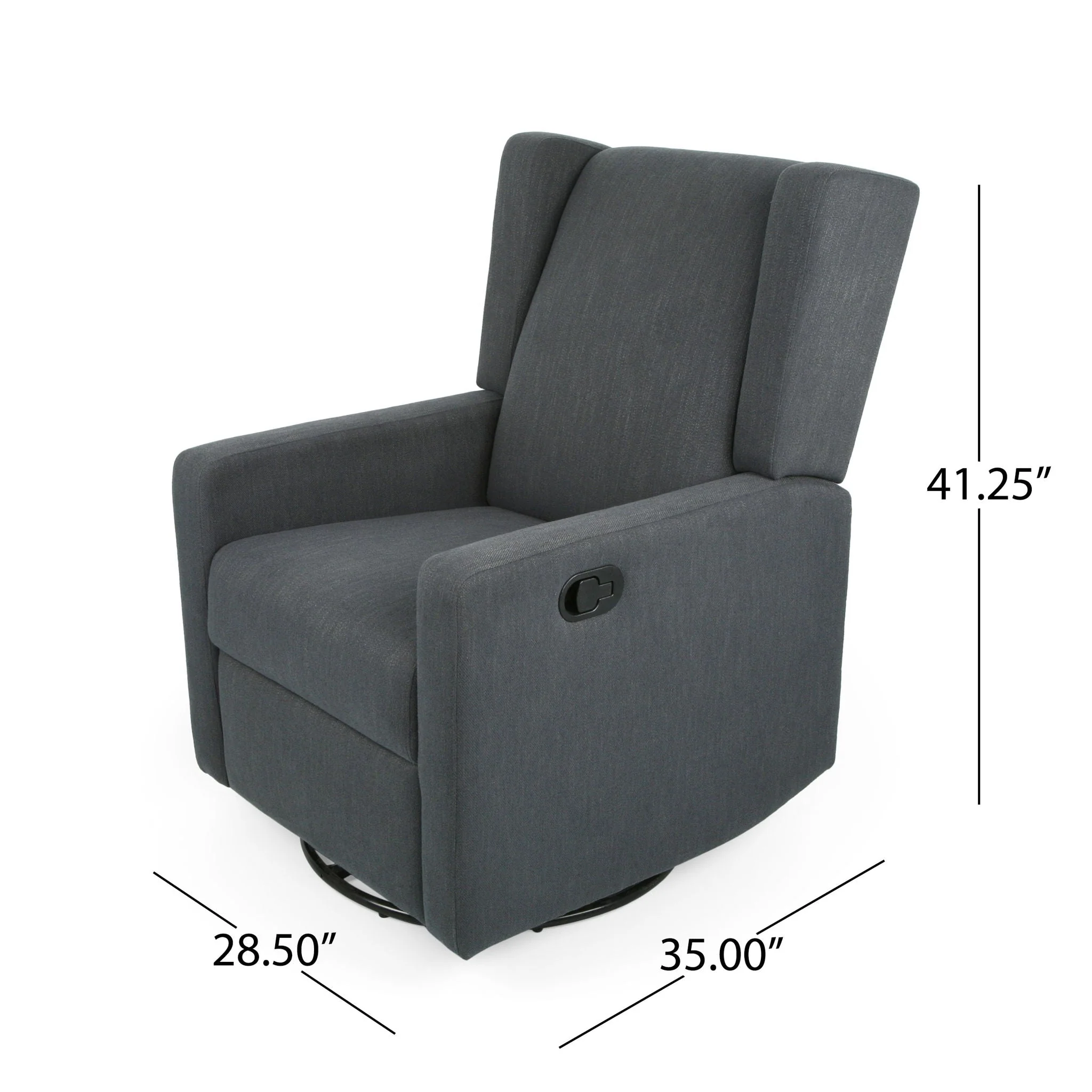 Landau Contemporary Fabric Upholstered Swivel Recliner - Image 4
