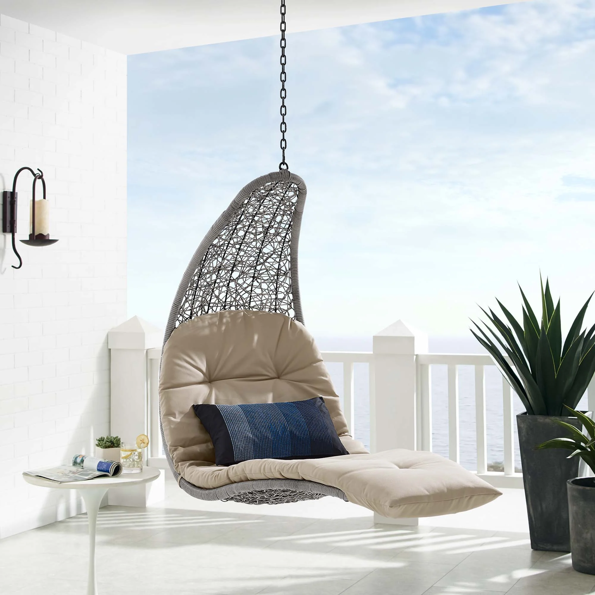 Landscape Hanging Chaise Lounge Outdoor Patio Swing Chair by Modway - Image 8