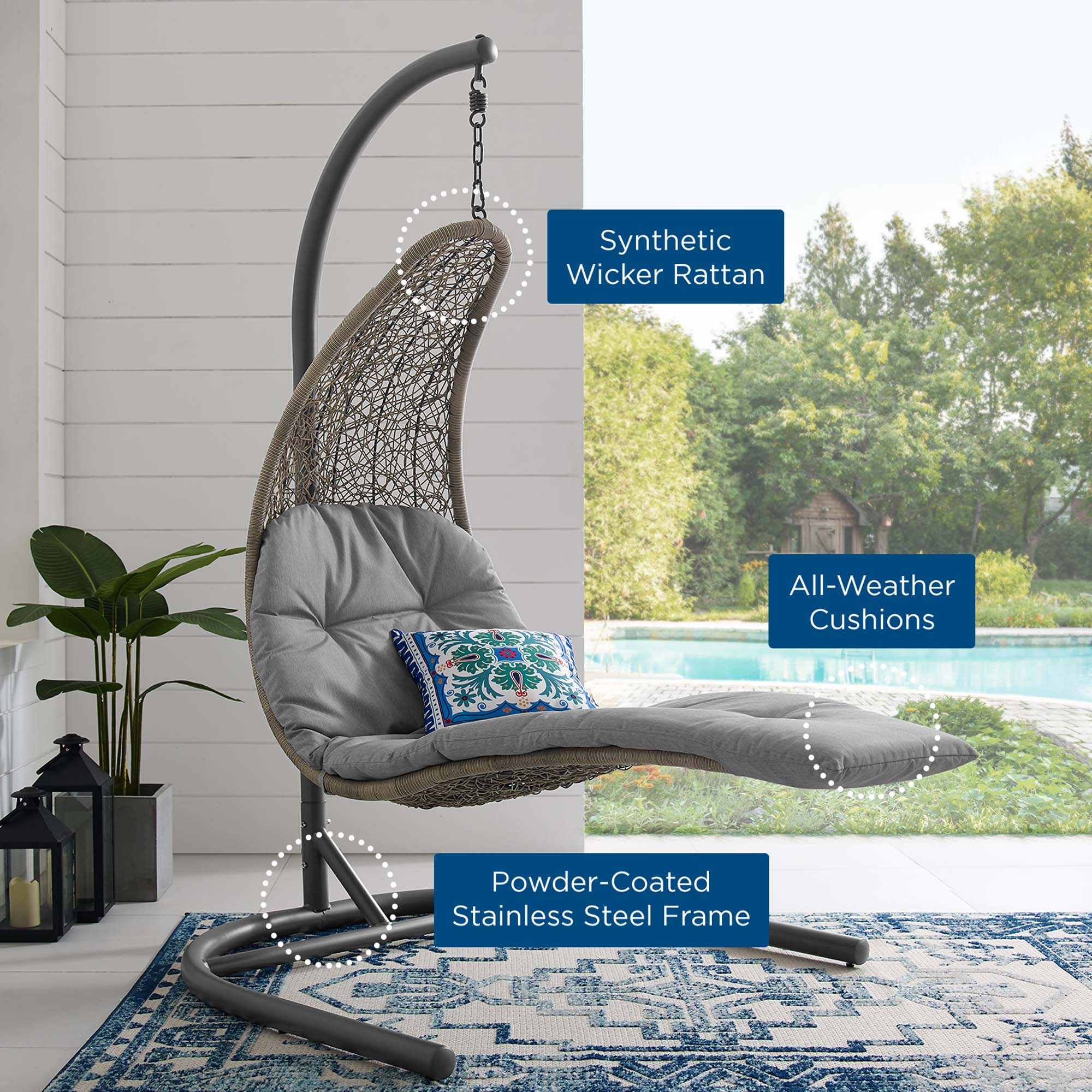 Landscape Hanging Chaise Lounge Outdoor Patio Swing Chair by Modway - Image 6