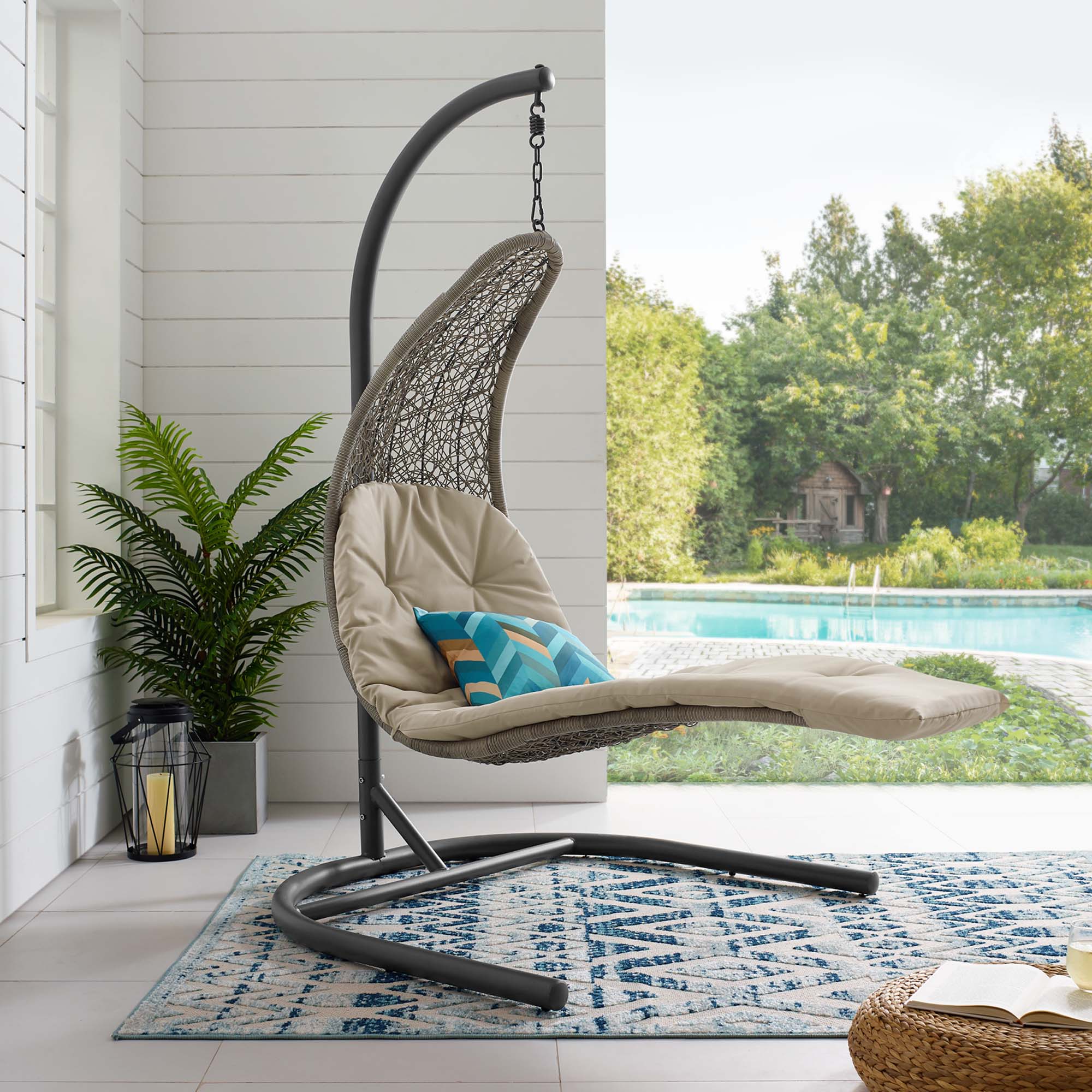 Landscape Hanging Chaise Lounge Outdoor Patio Swing Chair by Modway - Image 8