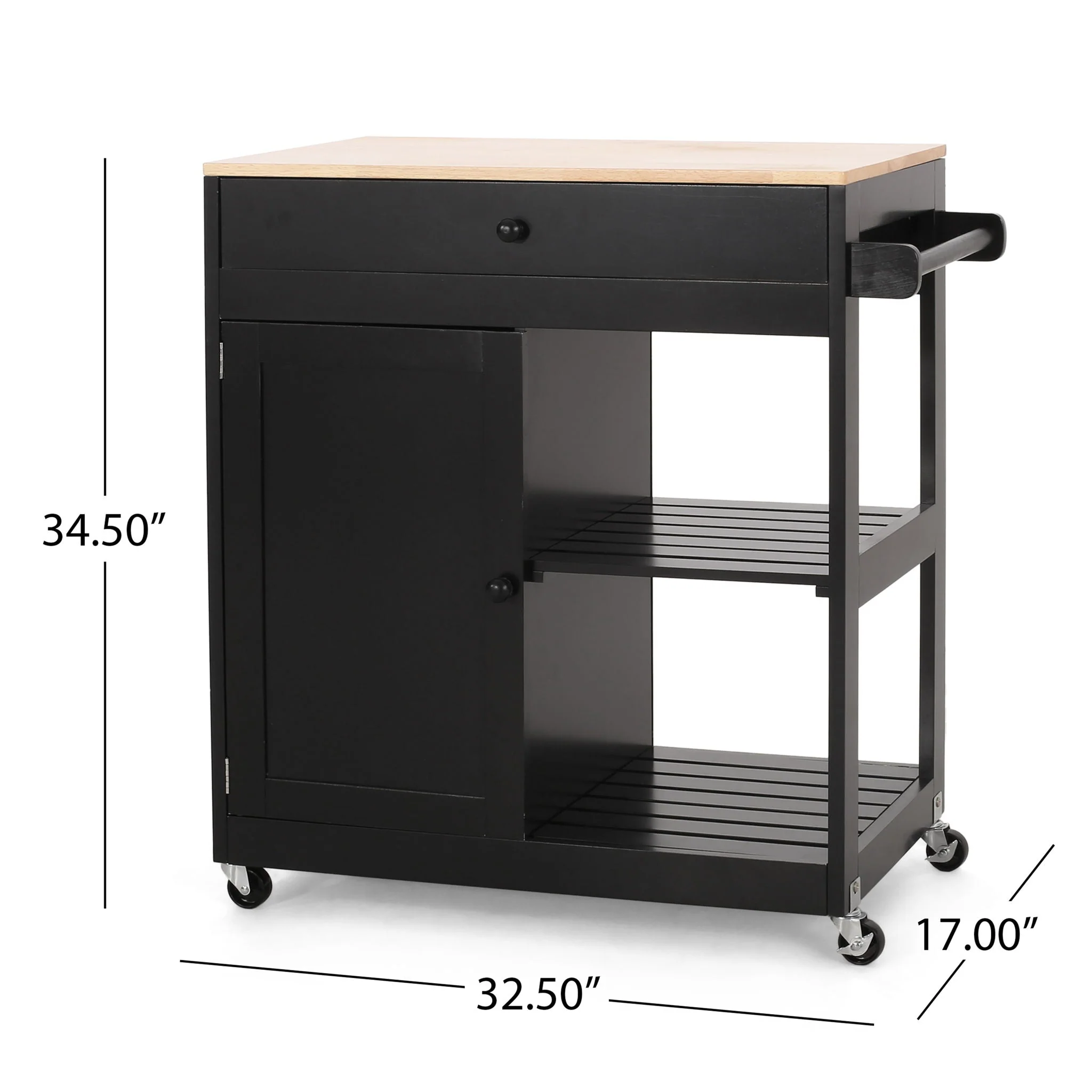 Lanier Kitchen Cart With Wheels - Black - Image 3