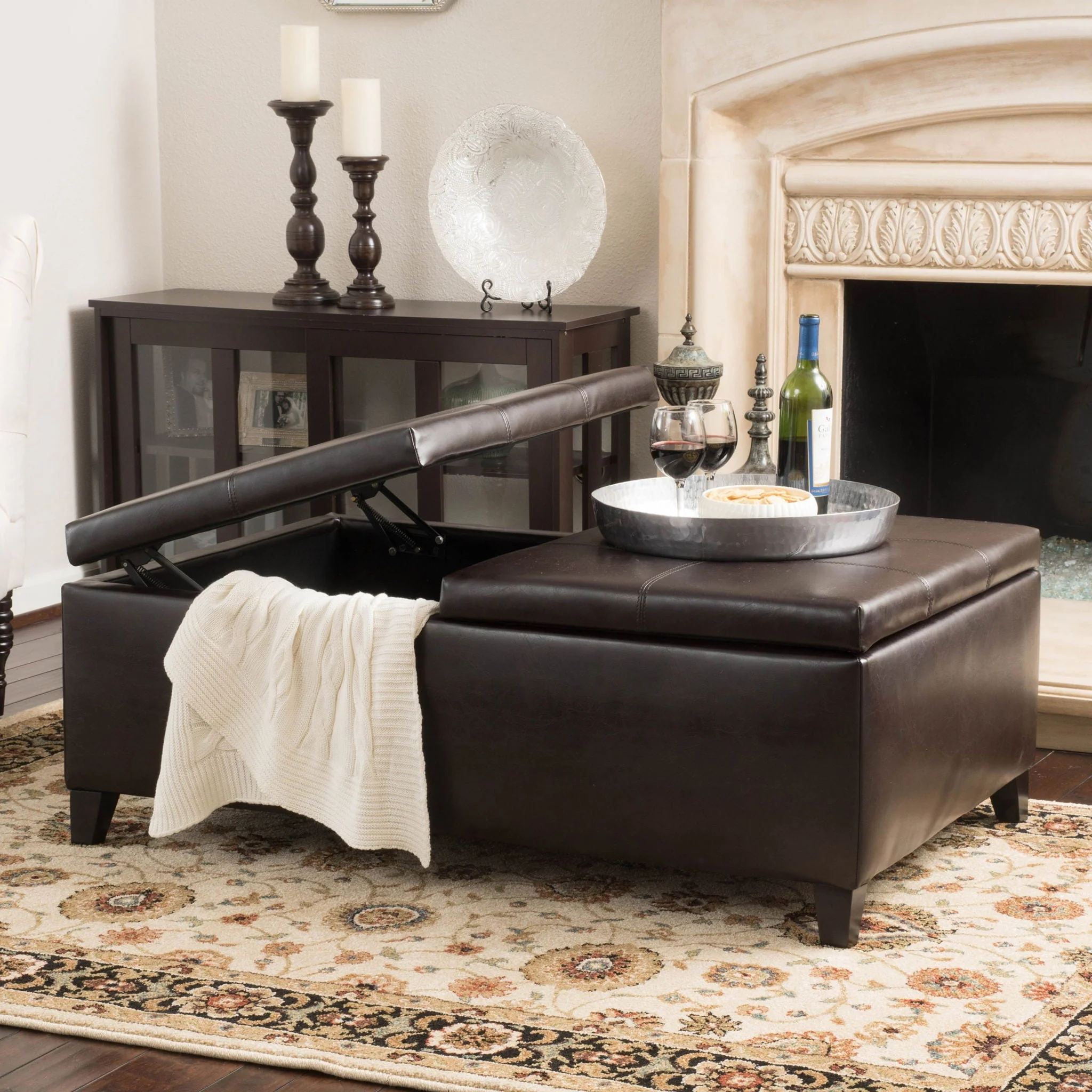 Lanister - Ottoman Double Top Storage - Brown - Image 3
