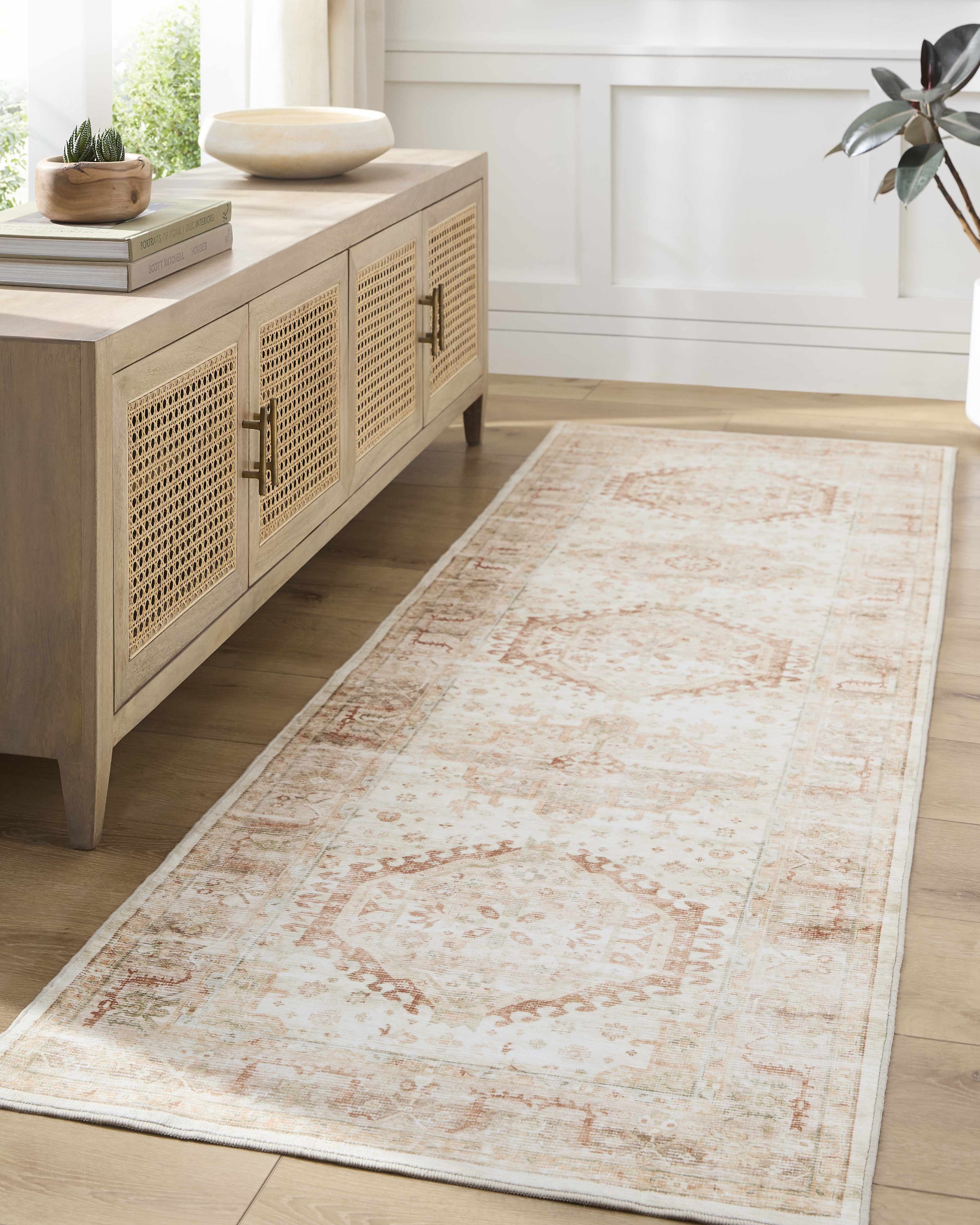 Laran Rust Distressed Washable Area Rug - Image 2