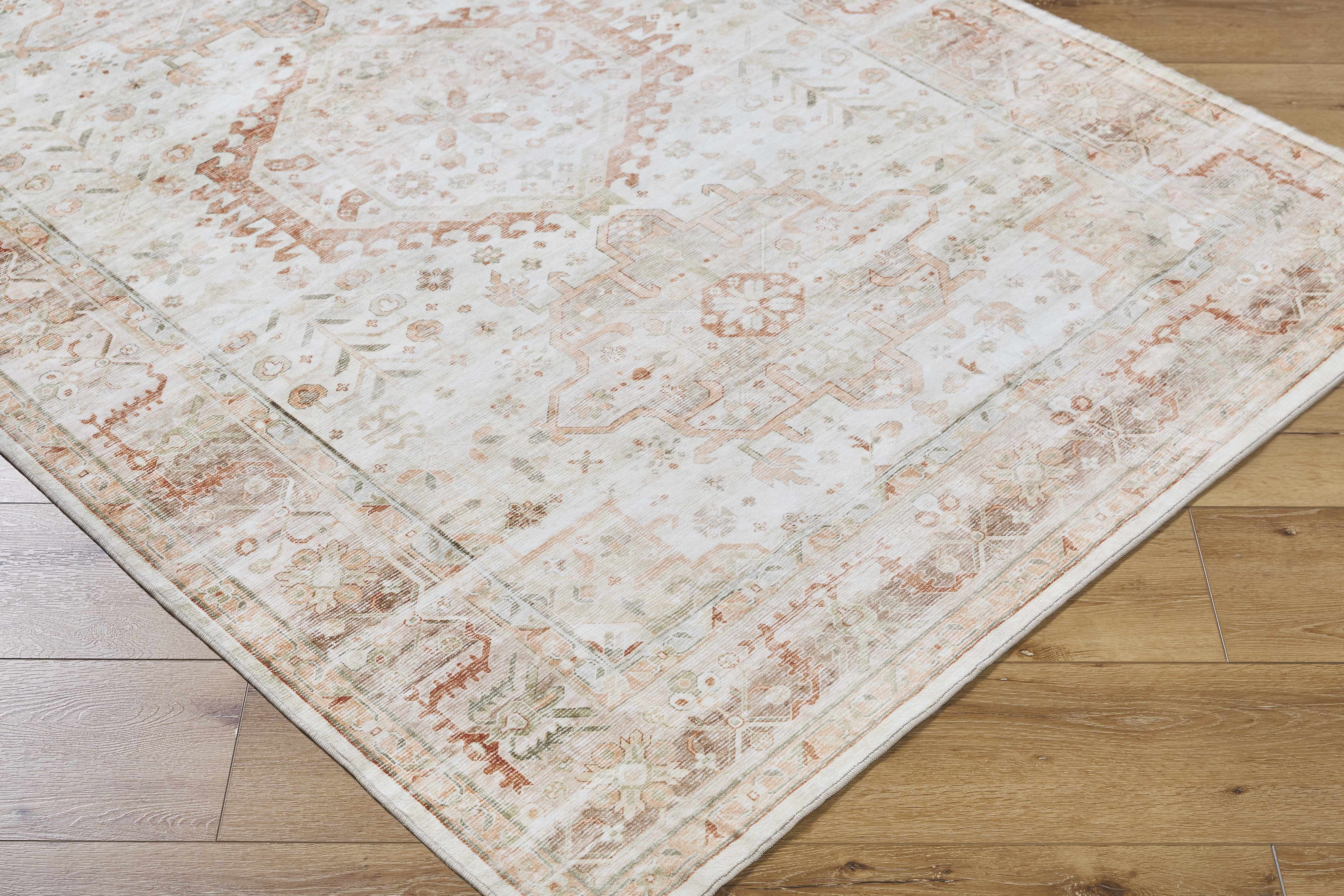 Laran Rust Distressed Washable Area Rug - Image 9