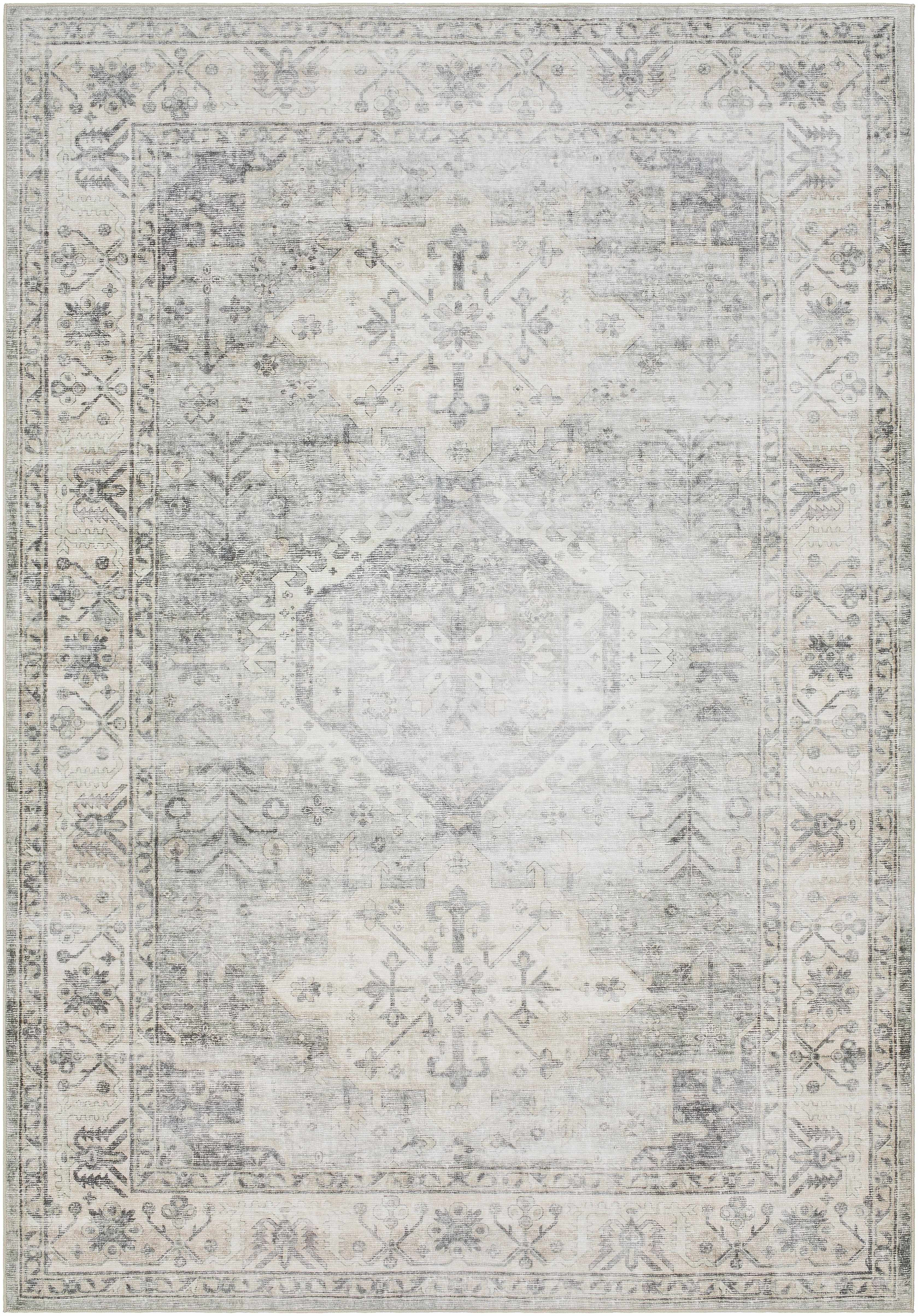 Laran Sage Distressed Washable Area Rug