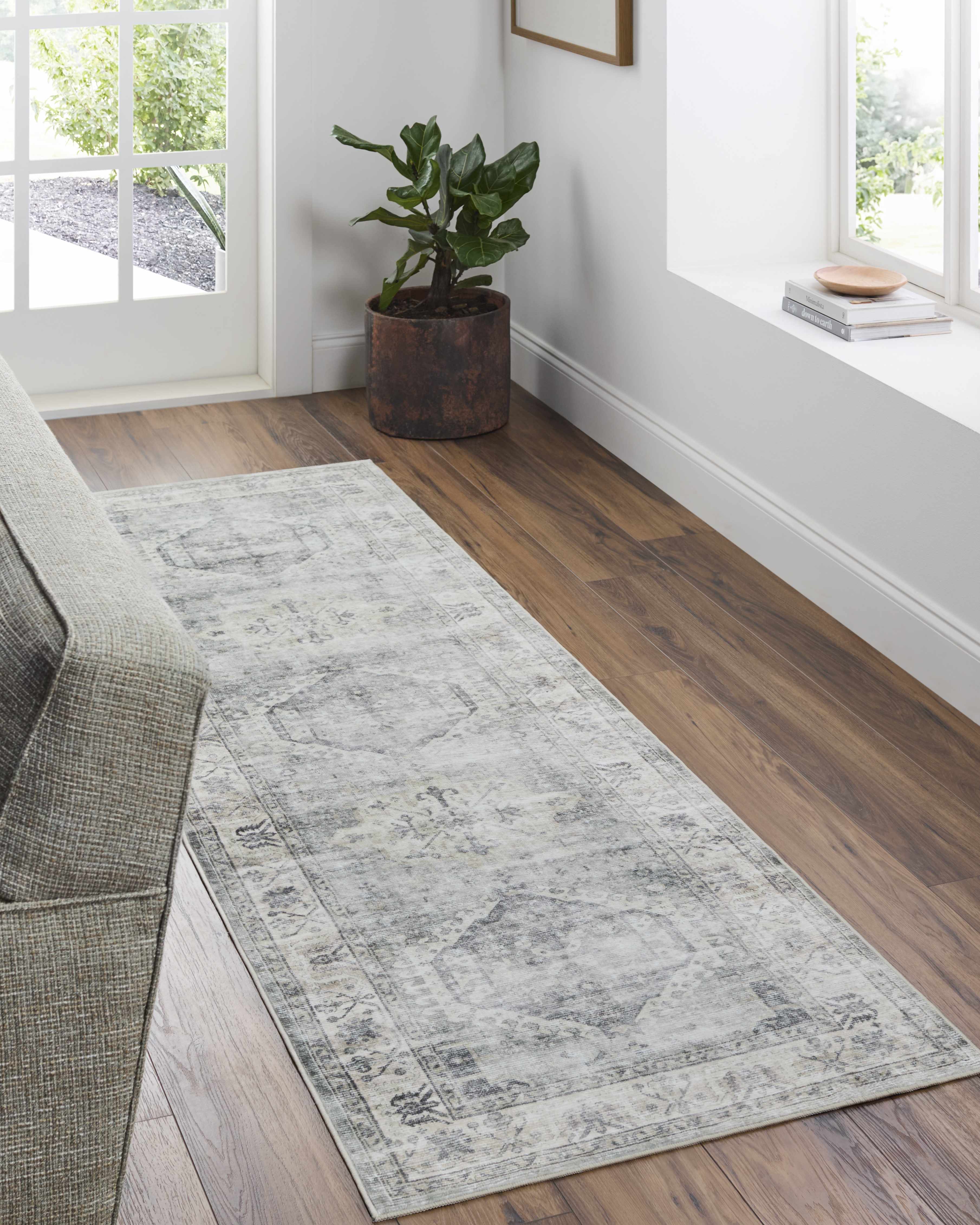 Laran Sage Distressed Washable Area Rug - Image 2