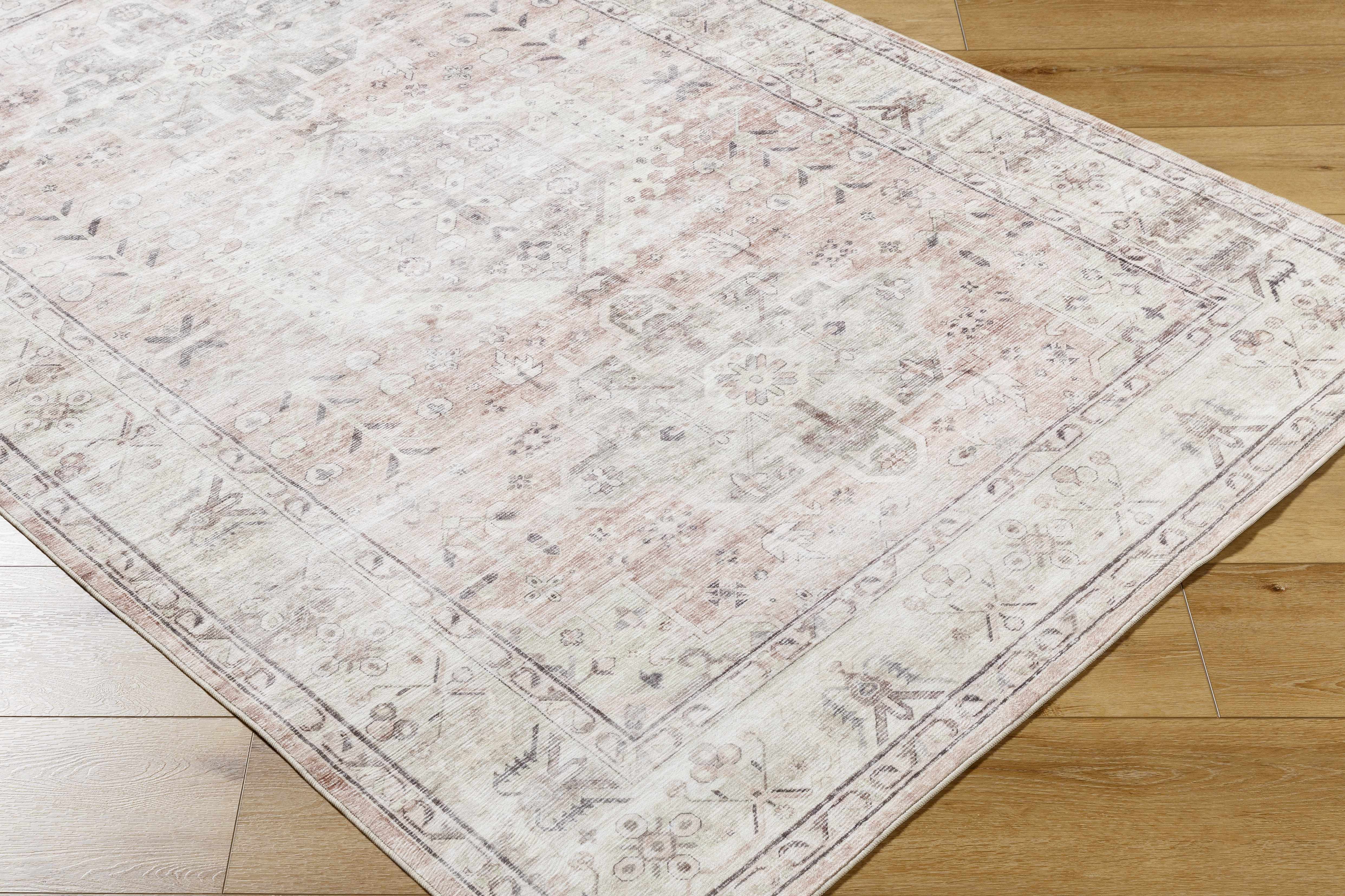 Laran Taupe Distressed Washable Area Rug - Image 3