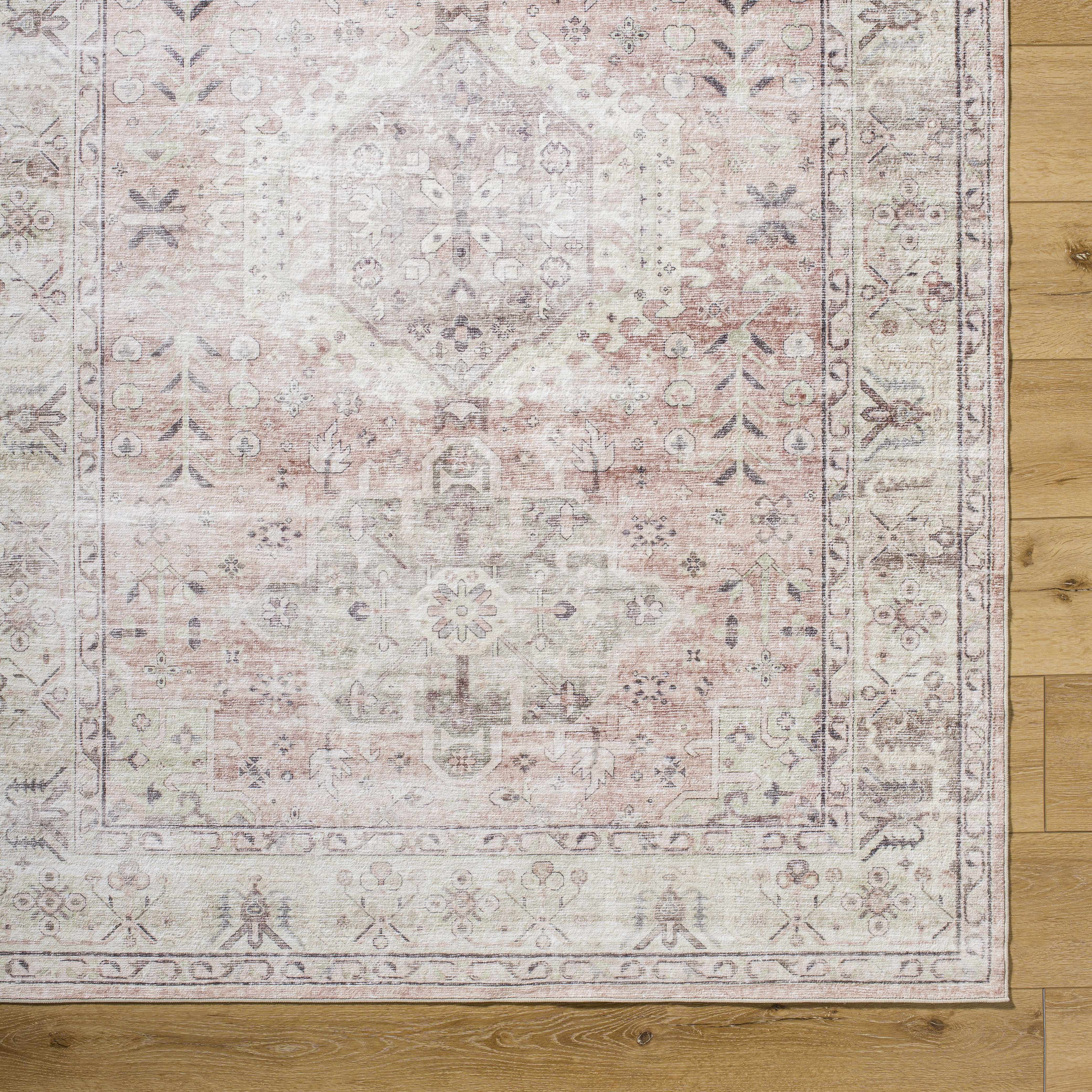 Laran Taupe Distressed Washable Area Rug - Image 6