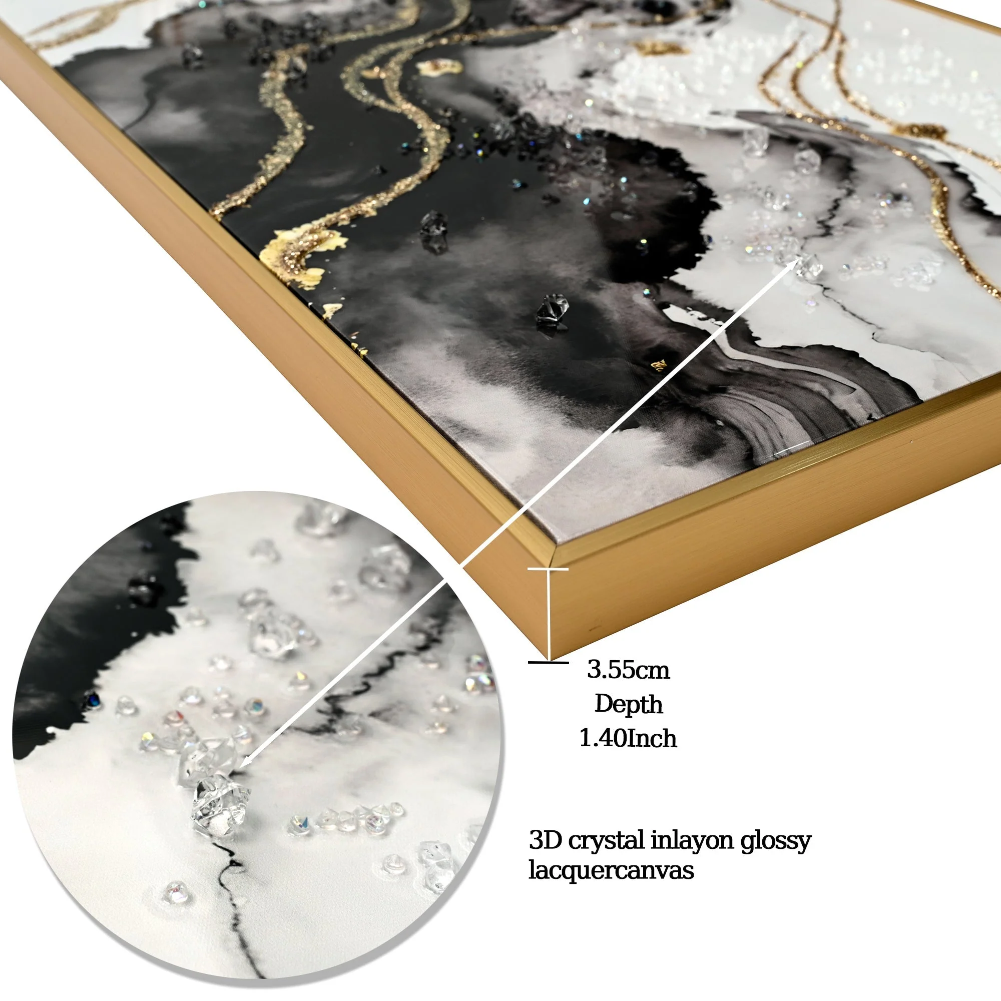 Large Black and White Abstract Wall Art Set of 2 - Image 5