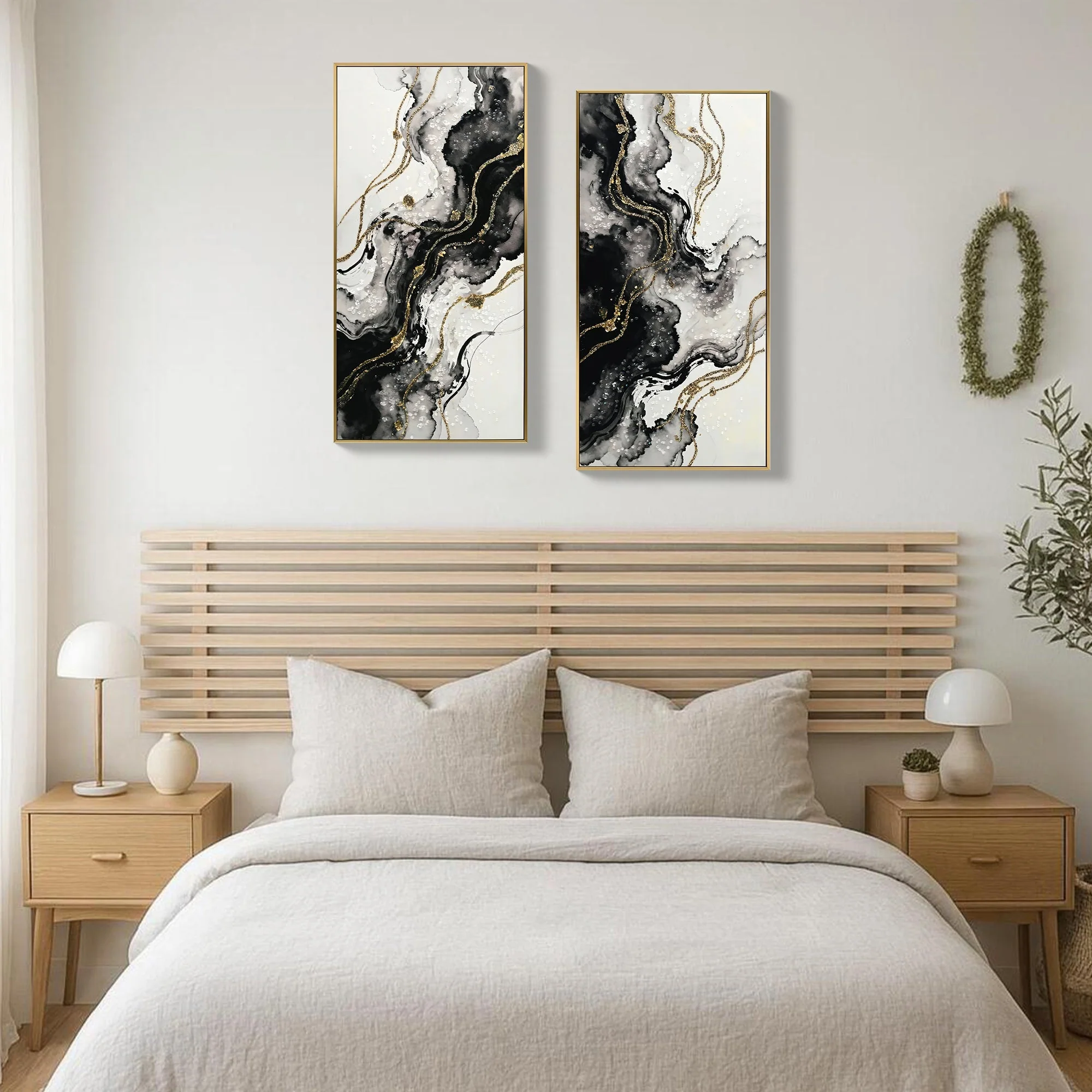 Large Black and White Abstract Wall Art Set of 2 - Image 8