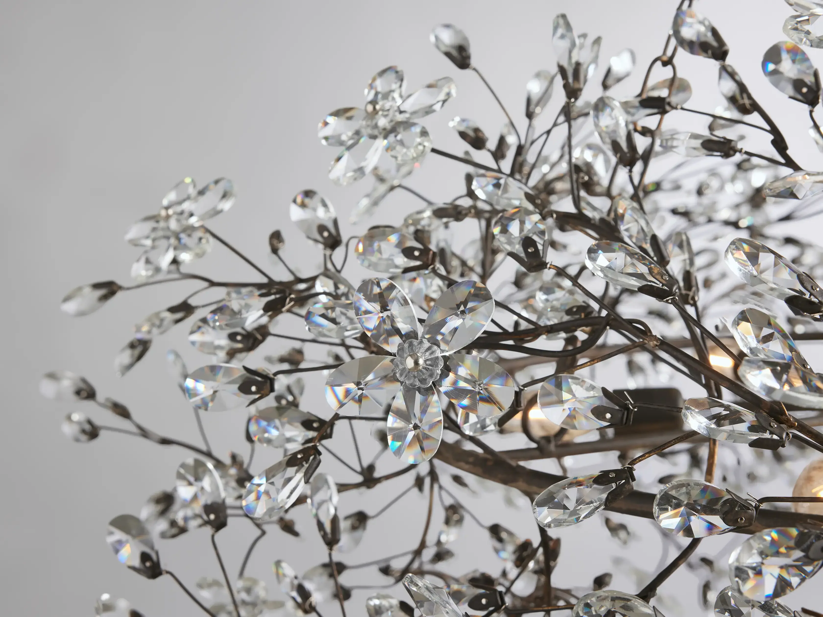 Large Crystal Floral Chandelier Iron Gold Leaf Ceiling Light - Image 10