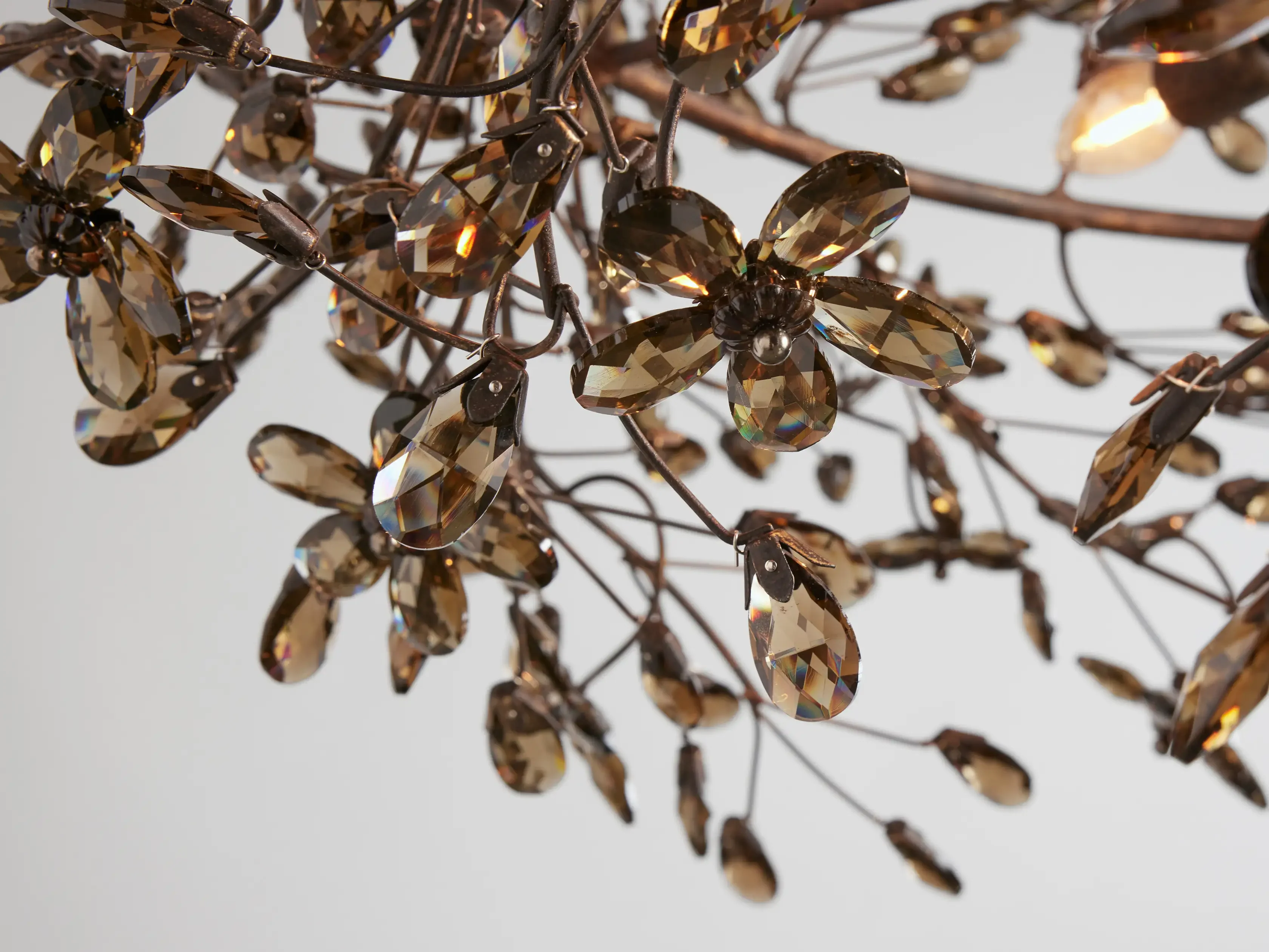 Large Crystal Floral Chandelier Iron Gold Leaf Ceiling Light - Image 12
