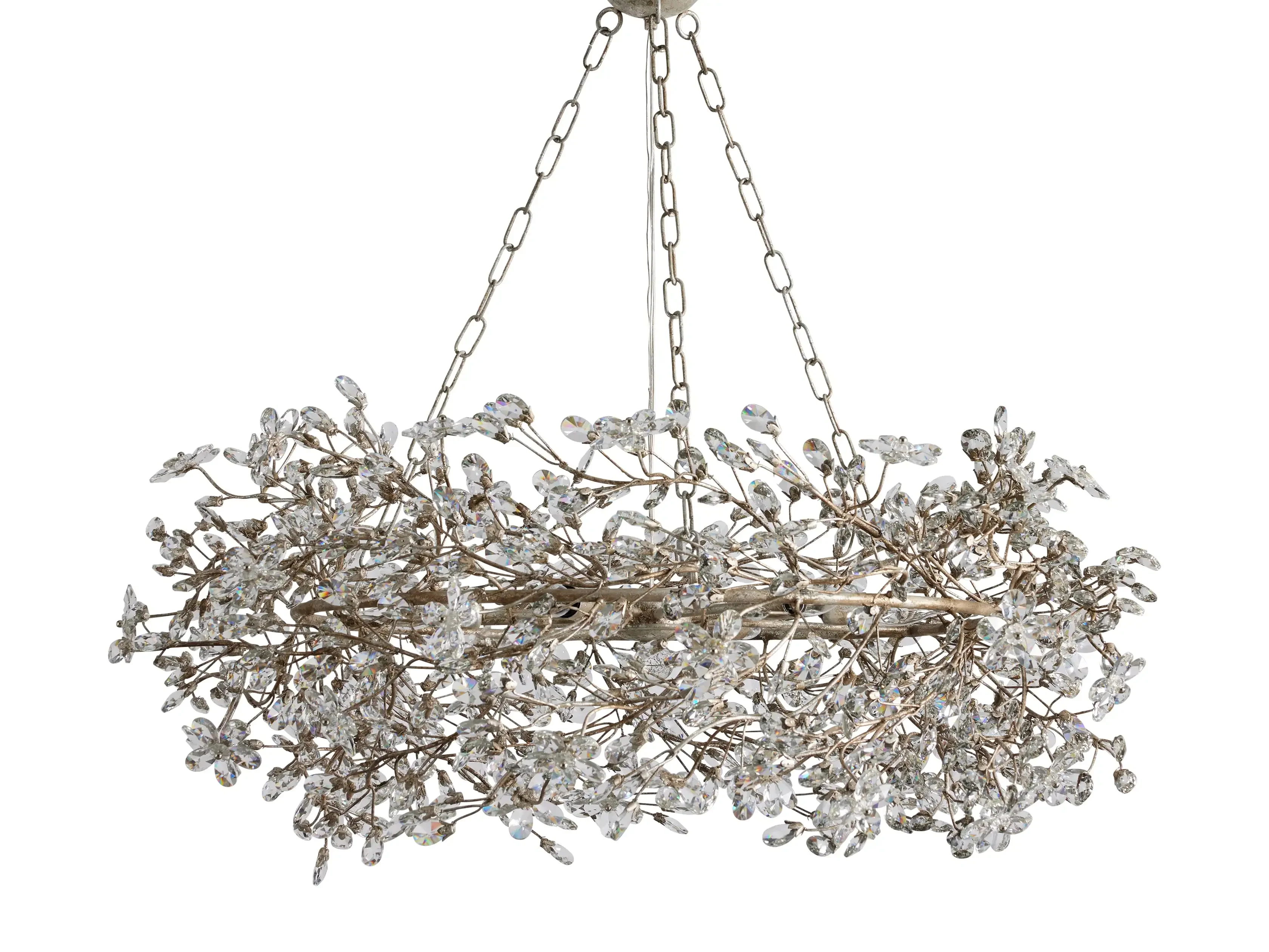 Large Crystal Floral Chandelier Iron Gold Leaf Ceiling Light - Image 17