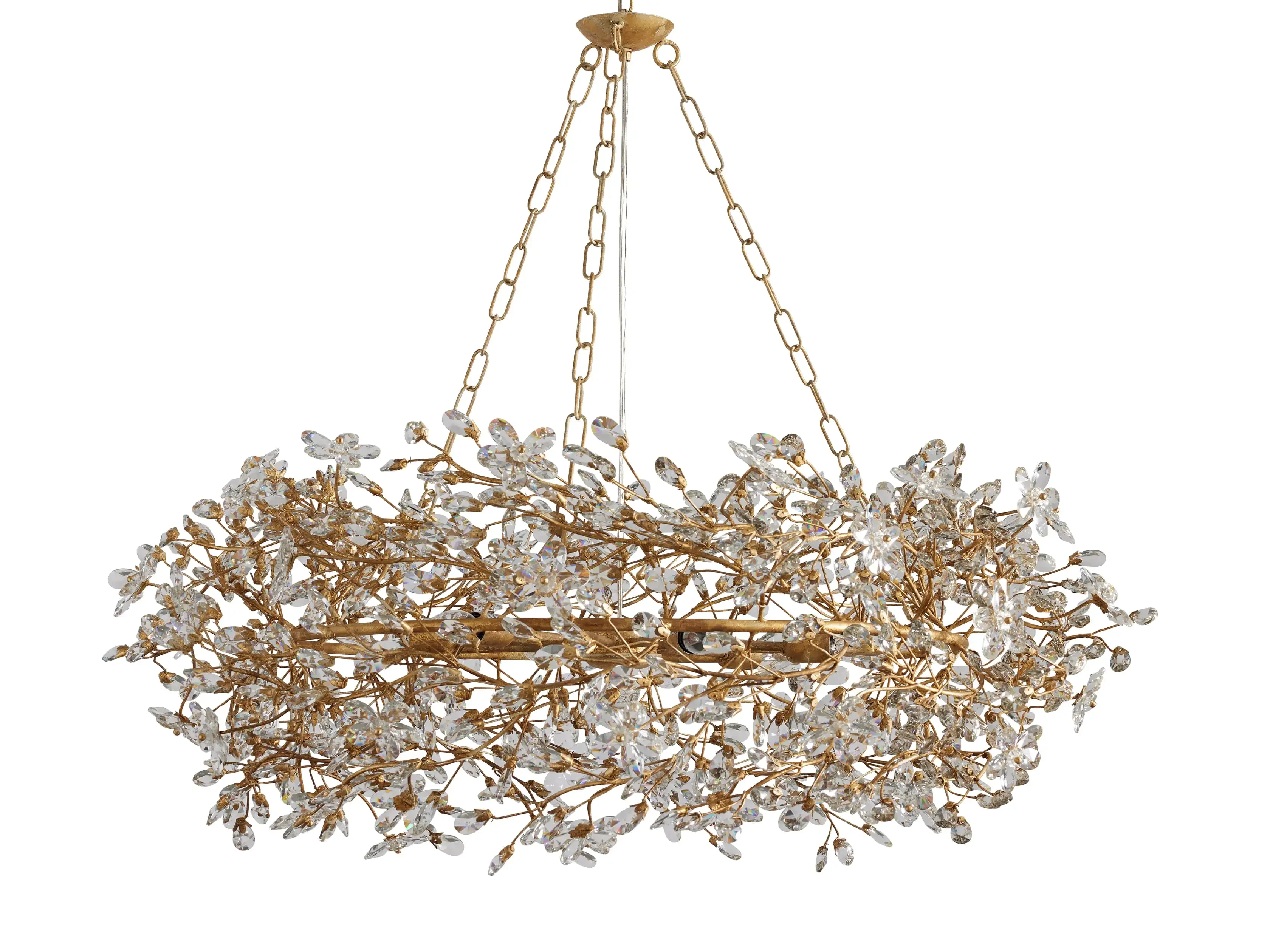 Large Crystal Floral Chandelier Iron Gold Leaf Ceiling Light - Image 18