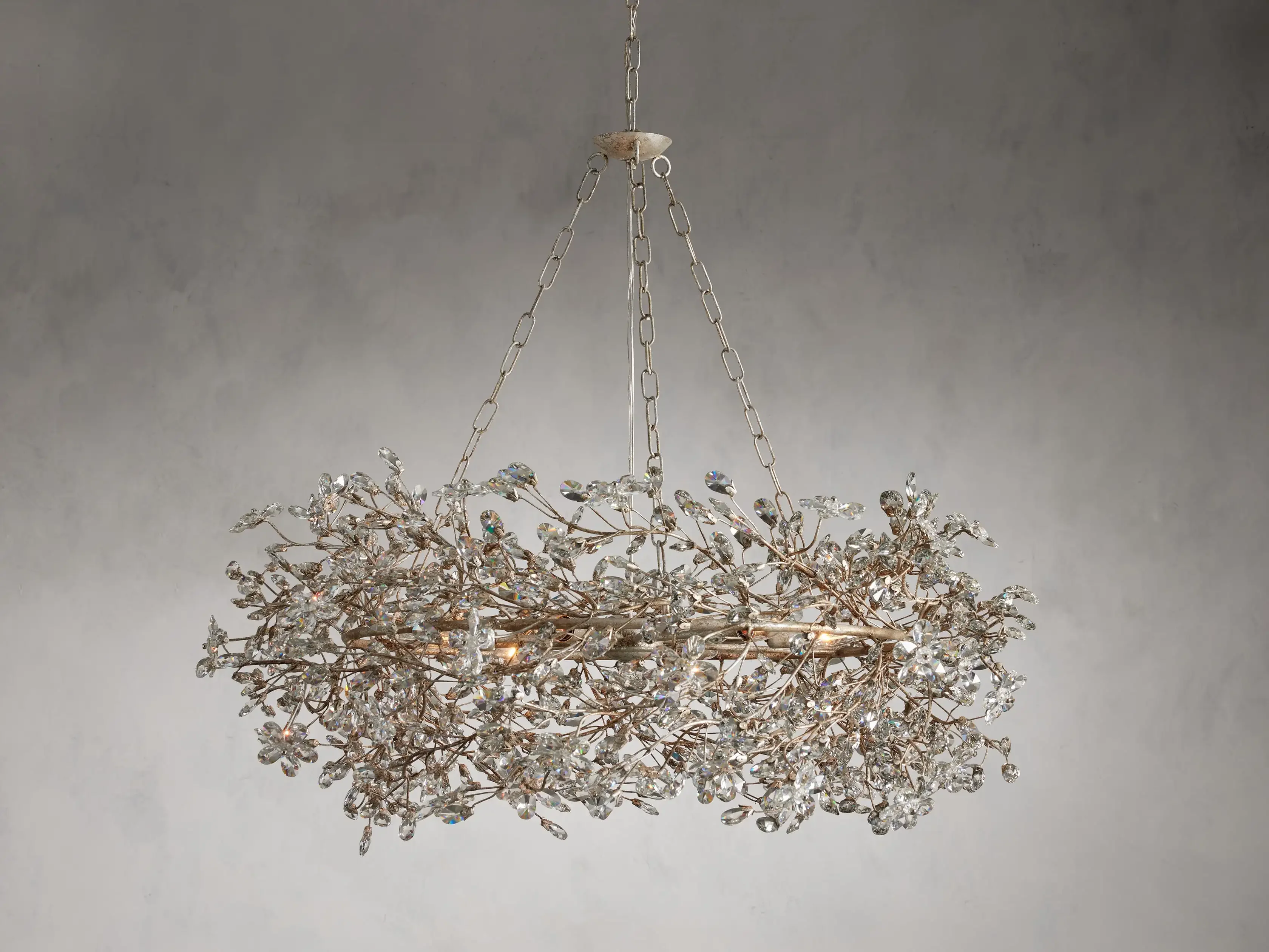 Large Crystal Floral Chandelier Iron Gold Leaf Ceiling Light - Image 19