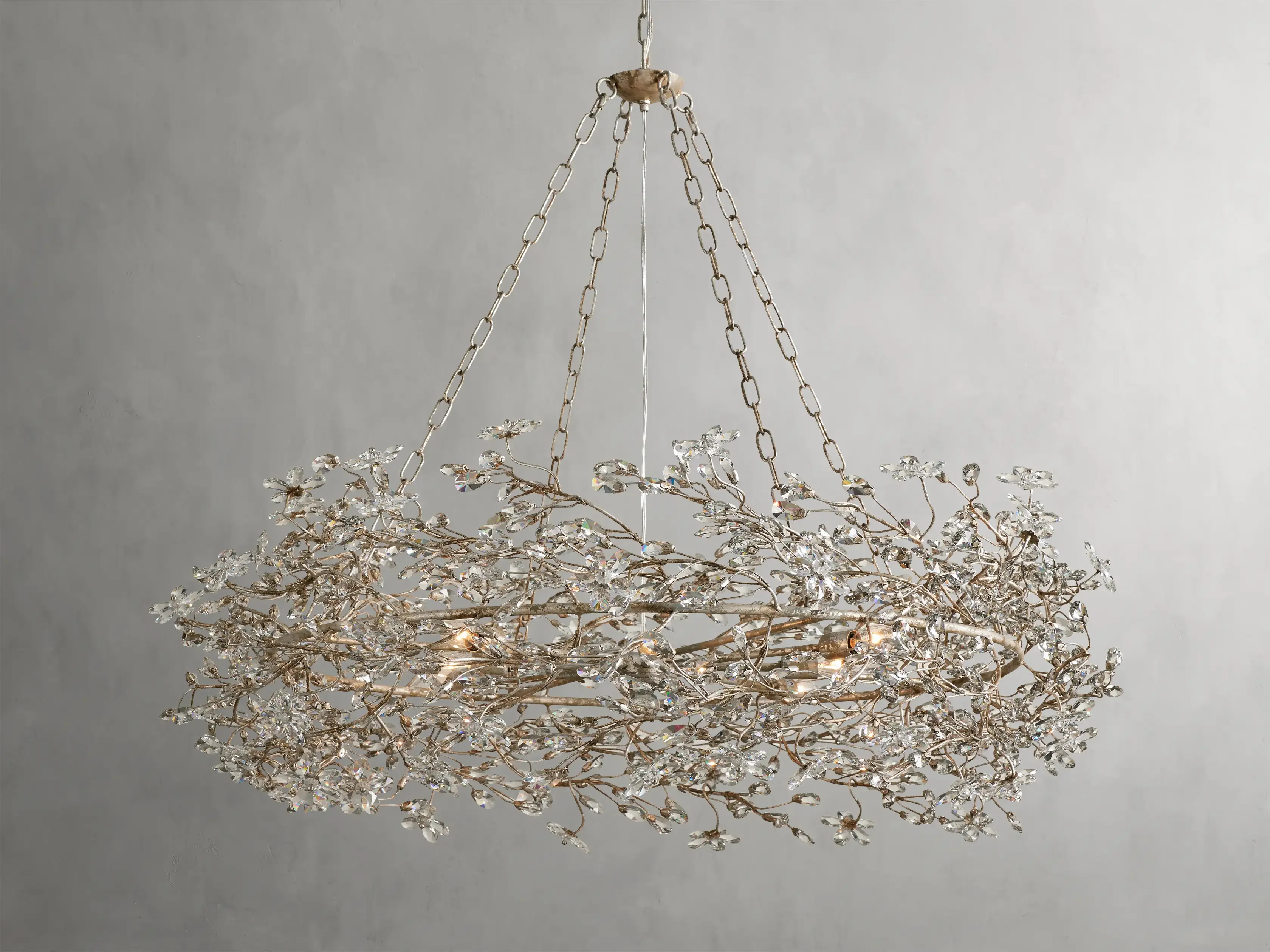 Large Crystal Floral Chandelier Iron Gold Leaf Ceiling Light - Image 20
