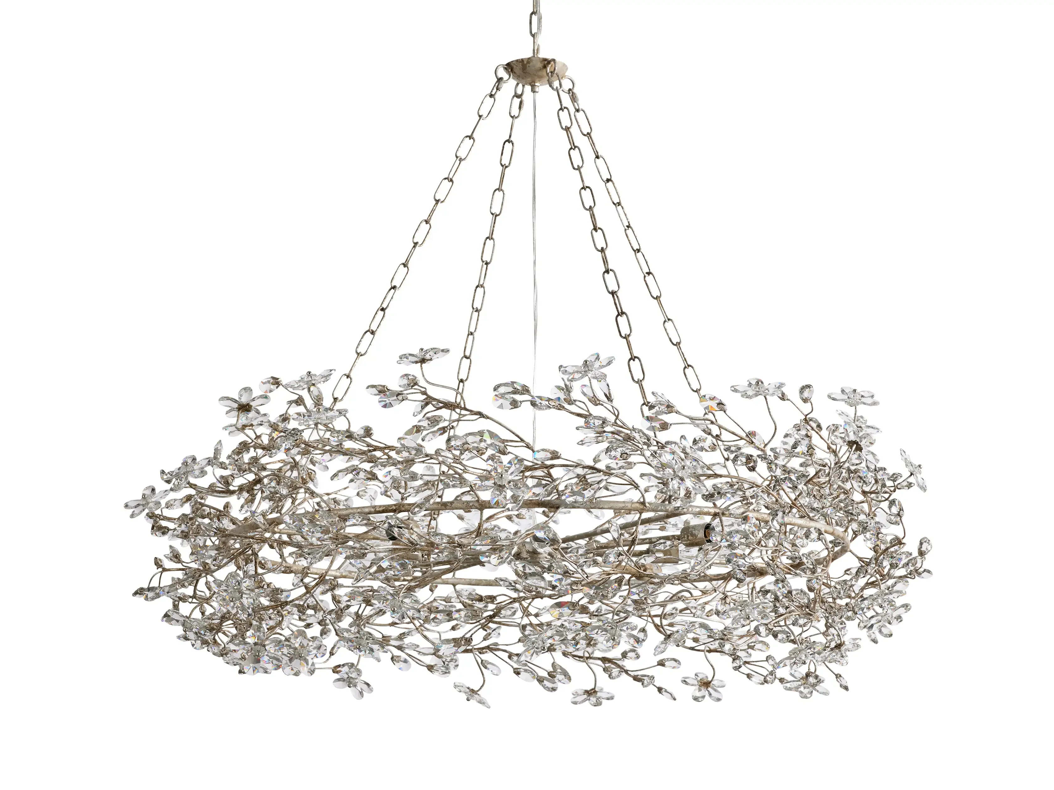 Large Crystal Floral Chandelier Iron Gold Leaf Ceiling Light - Image 21