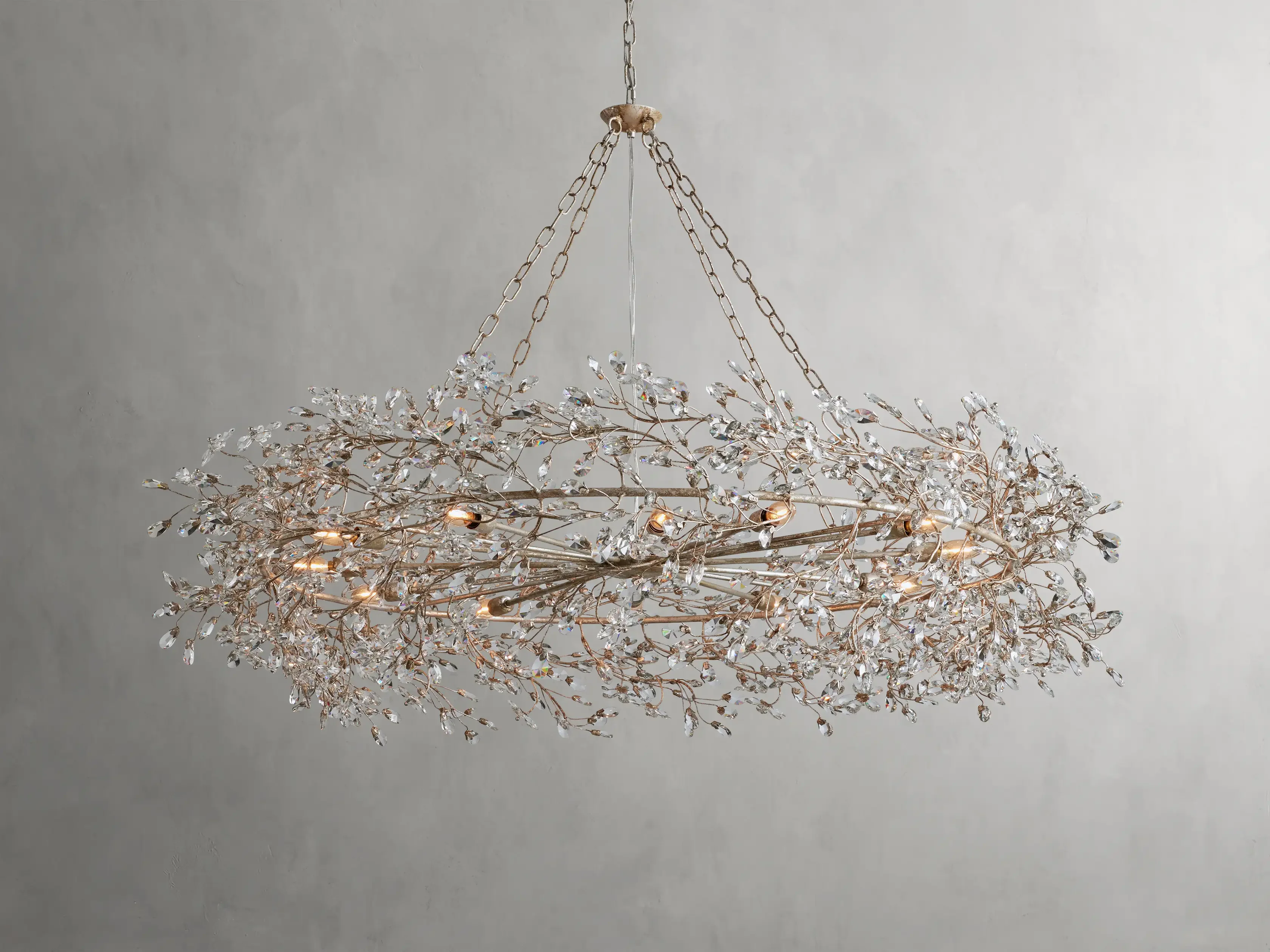 Large Crystal Floral Chandelier Iron Gold Leaf Ceiling Light - Image 22