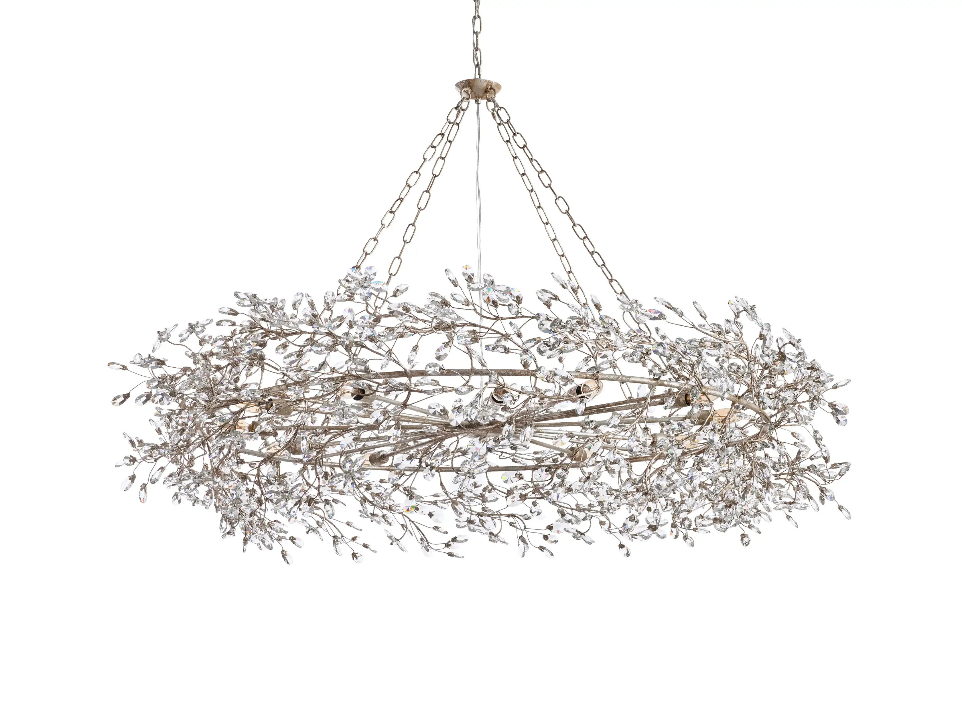 Large Crystal Floral Chandelier Iron Gold Leaf Ceiling Light - Image 23