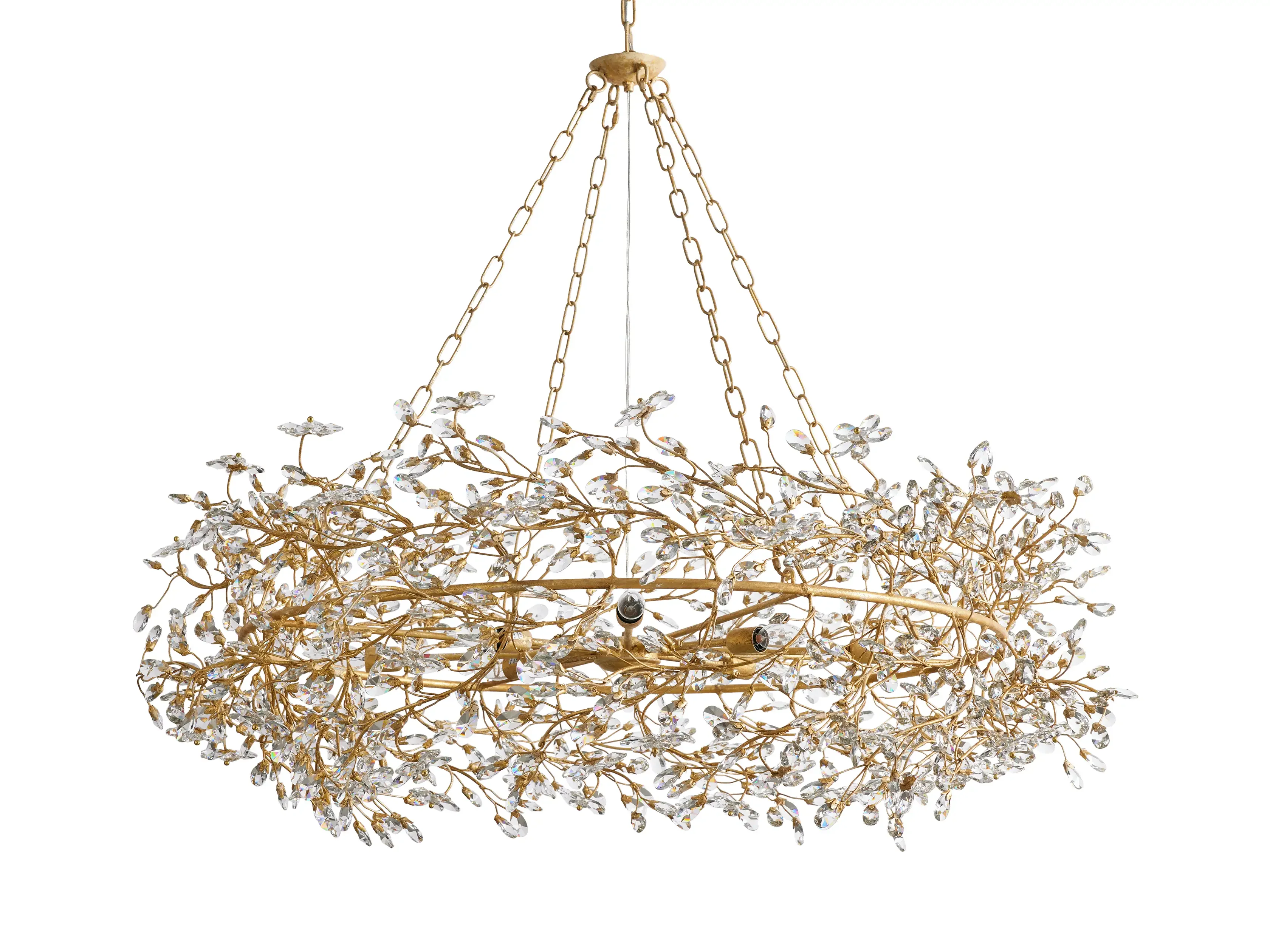 Large Crystal Floral Chandelier Iron Gold Leaf Ceiling Light - Image 26