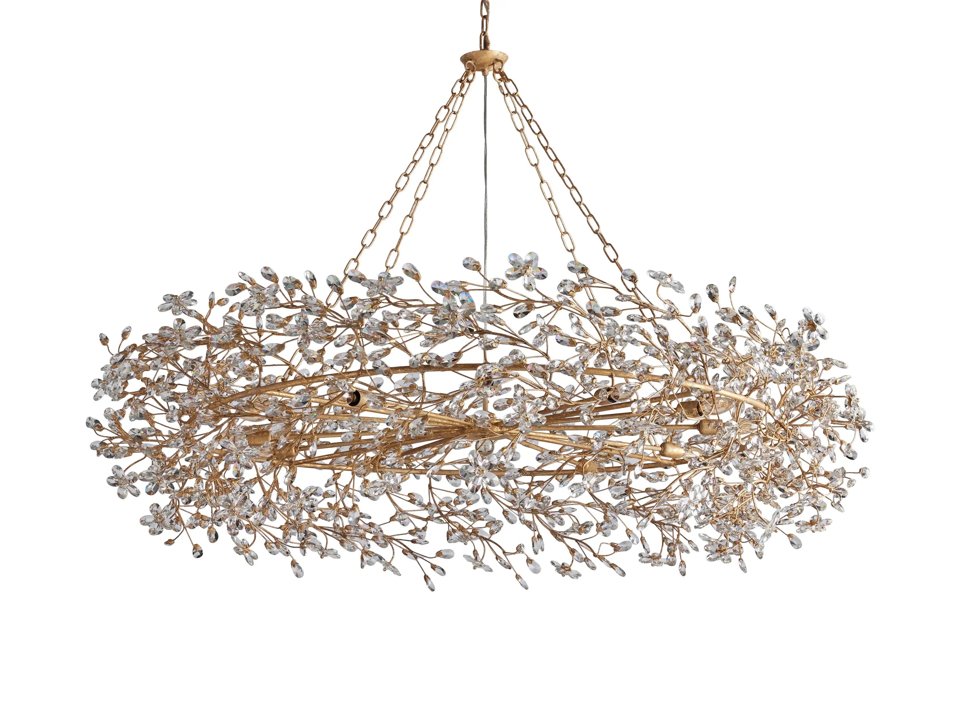 Large Crystal Floral Chandelier Iron Gold Leaf Ceiling Light - Image 28