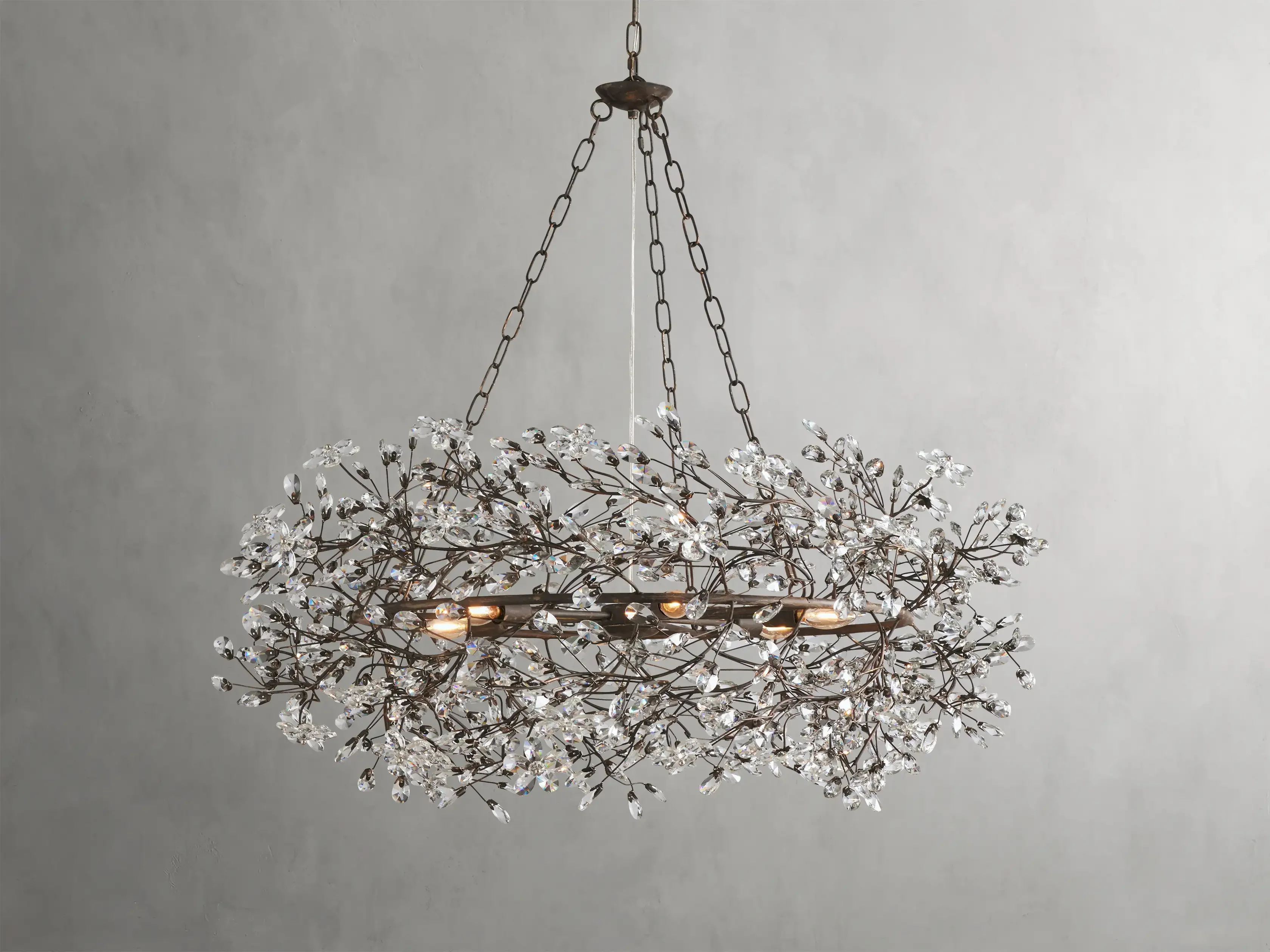 Large Crystal Floral Chandelier Iron Gold Leaf Ceiling Light - Image 29