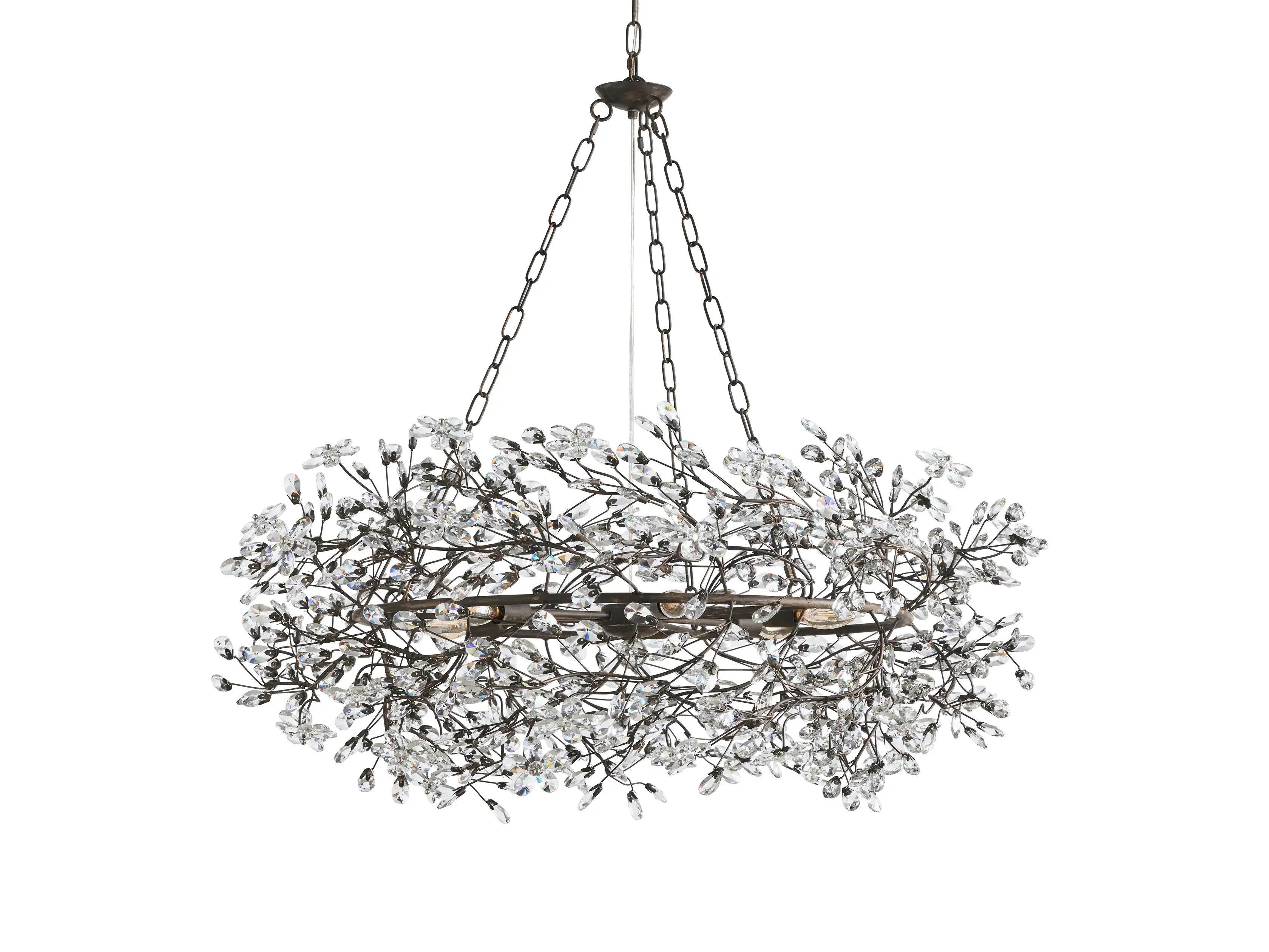 Large Crystal Floral Chandelier Iron Gold Leaf Ceiling Light - Image 30