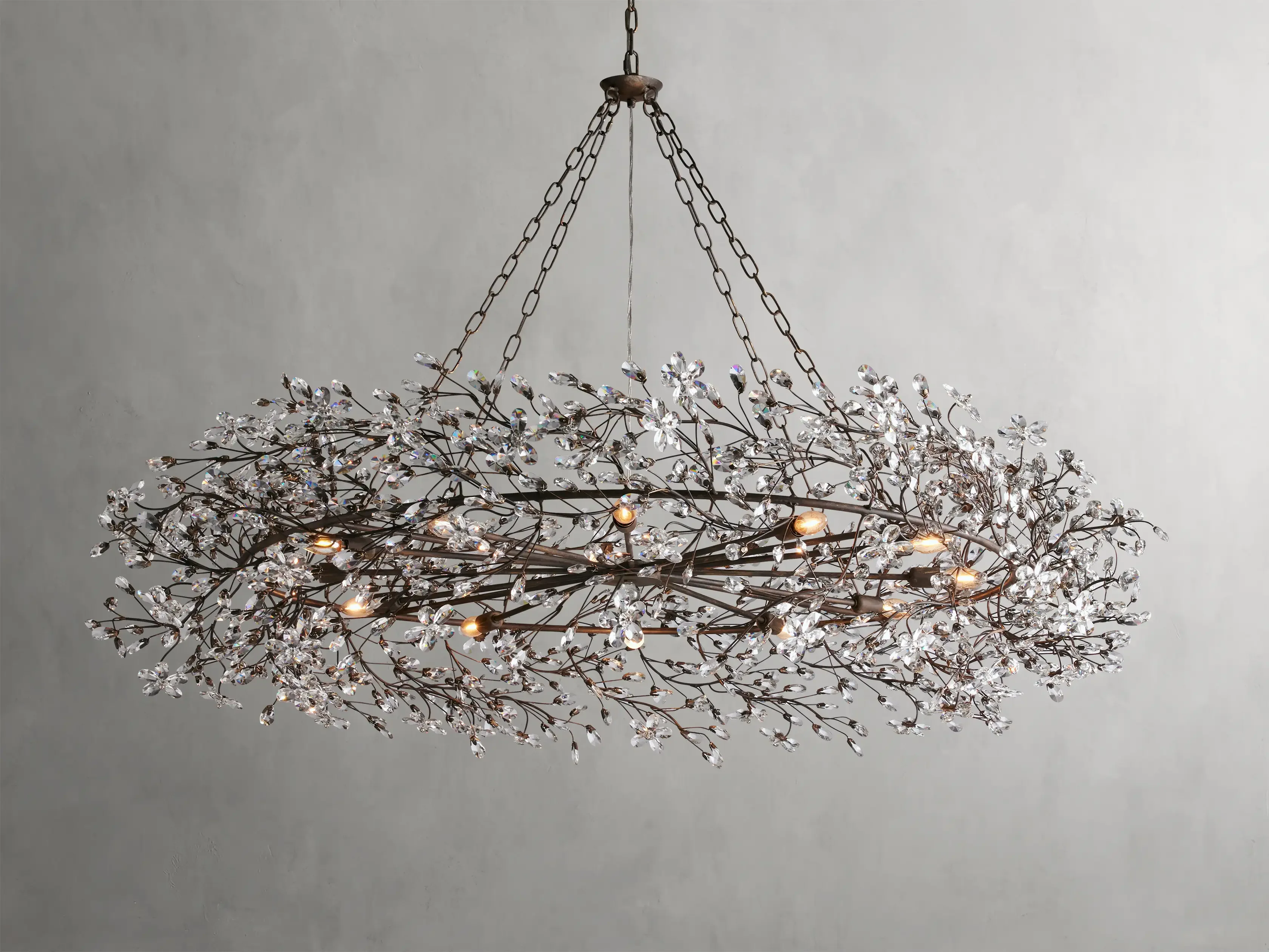 Large Crystal Floral Chandelier Iron Gold Leaf Ceiling Light - Image 32