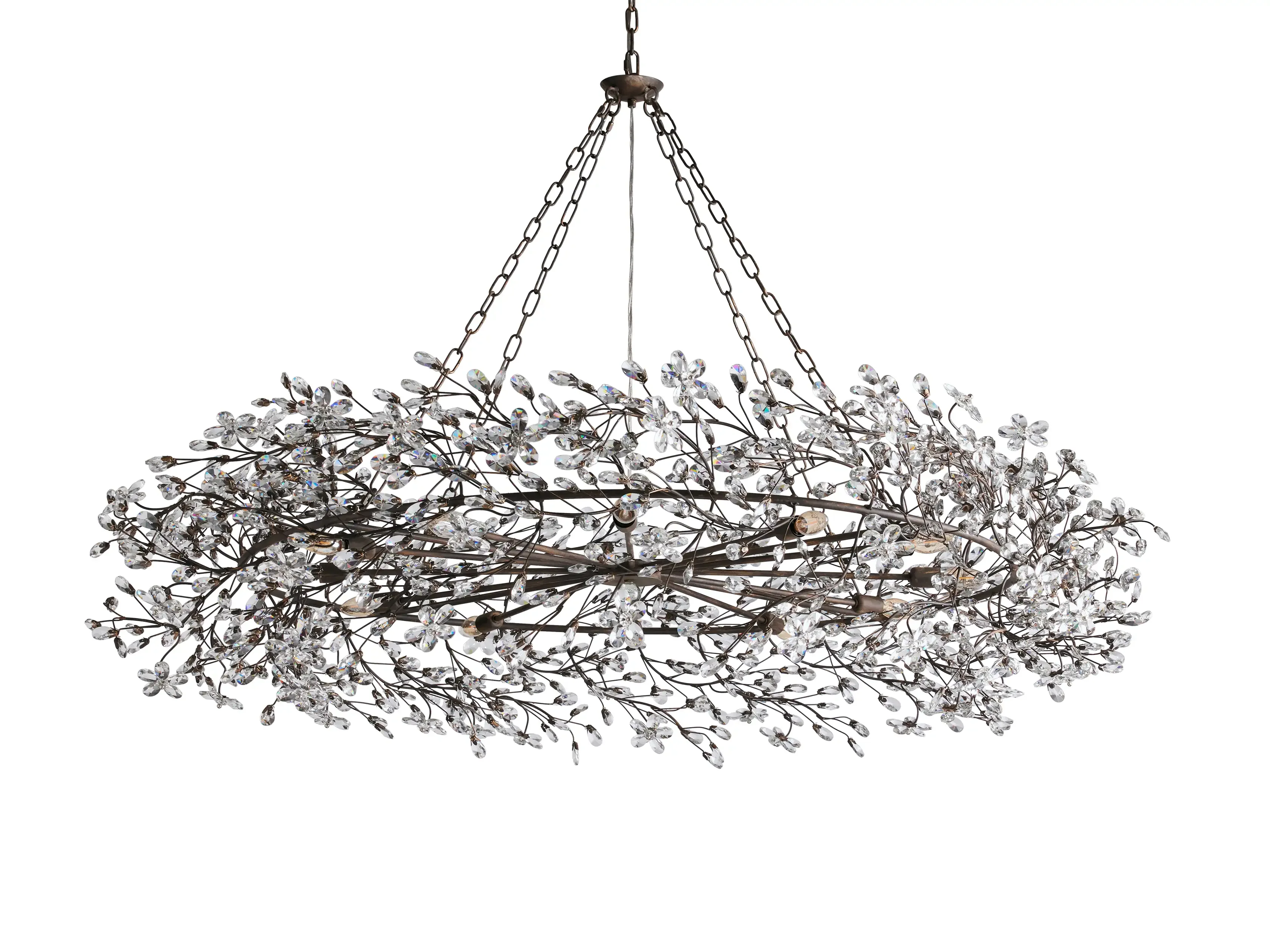 Large Crystal Floral Chandelier Iron Gold Leaf Ceiling Light - Image 33