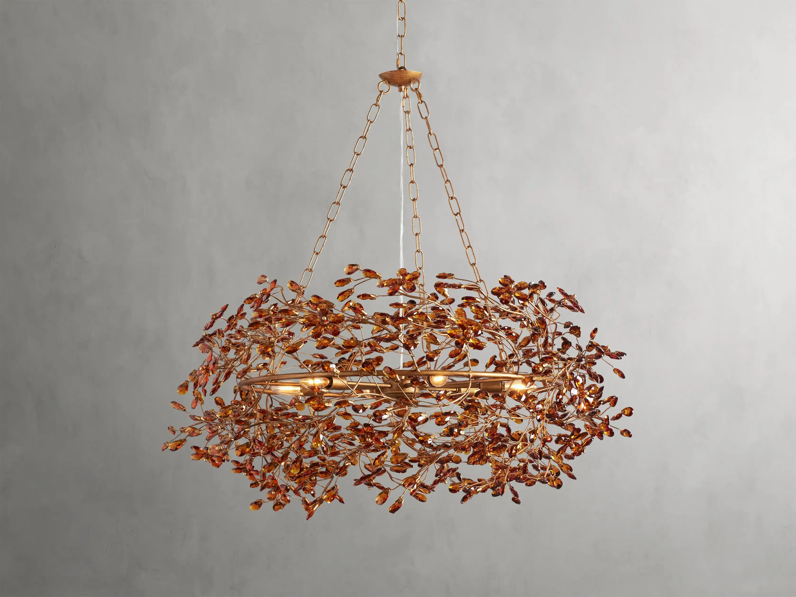 Large Crystal Floral Chandelier Iron Gold Leaf Ceiling Light - Image 34