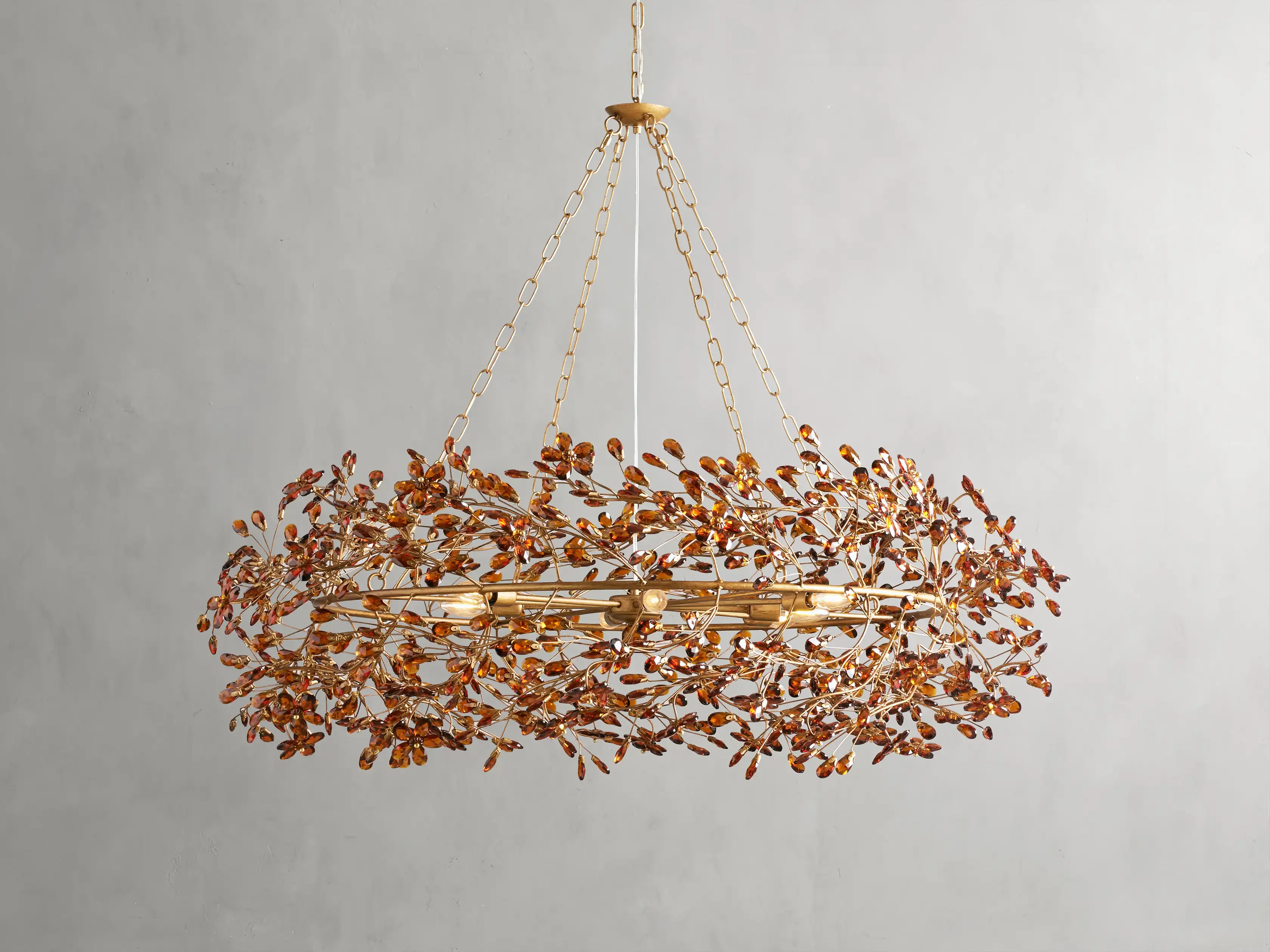 Large Crystal Floral Chandelier Iron Gold Leaf Ceiling Light - Image 35