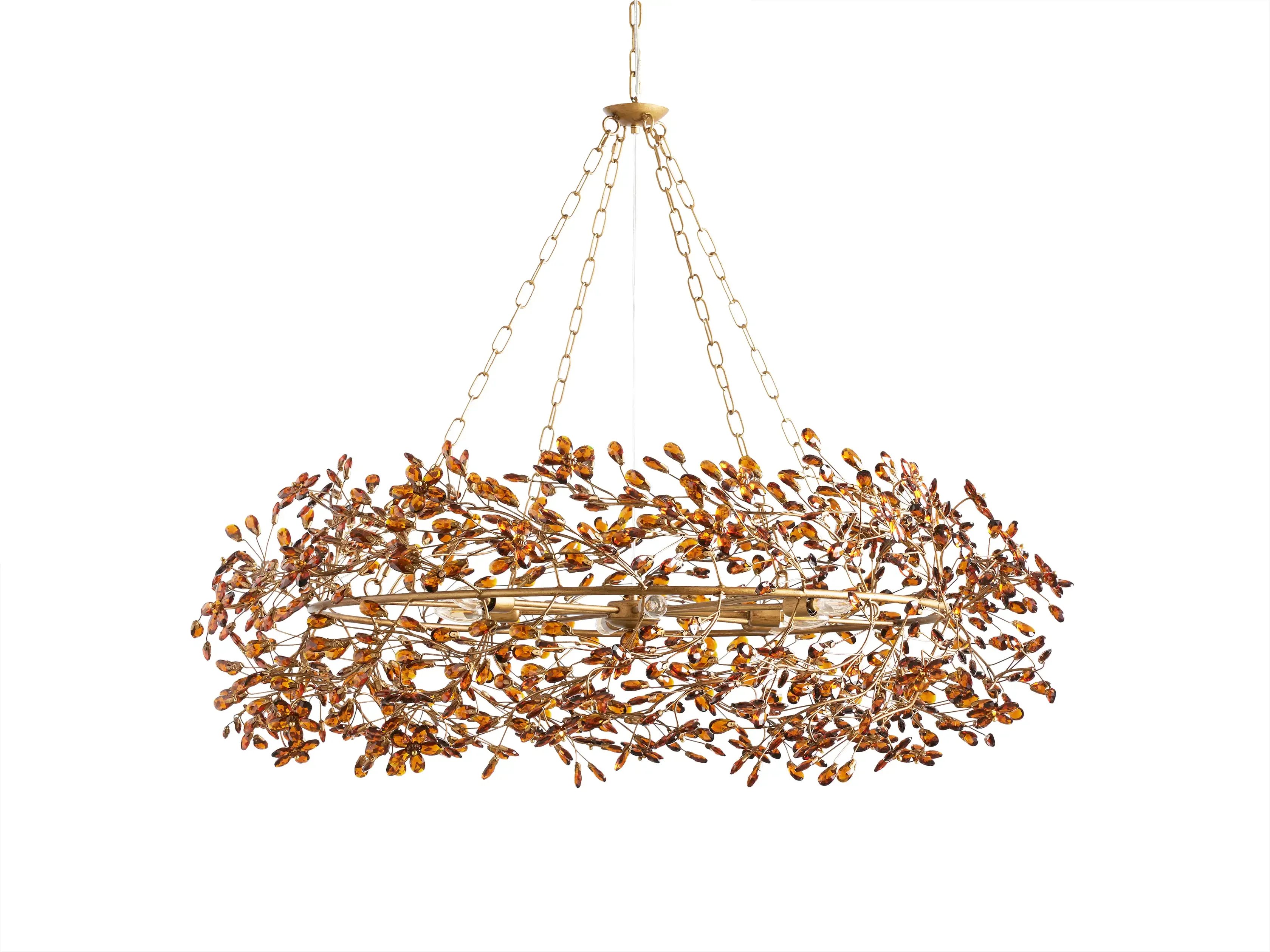 Large Crystal Floral Chandelier Iron Gold Leaf Ceiling Light - Image 36