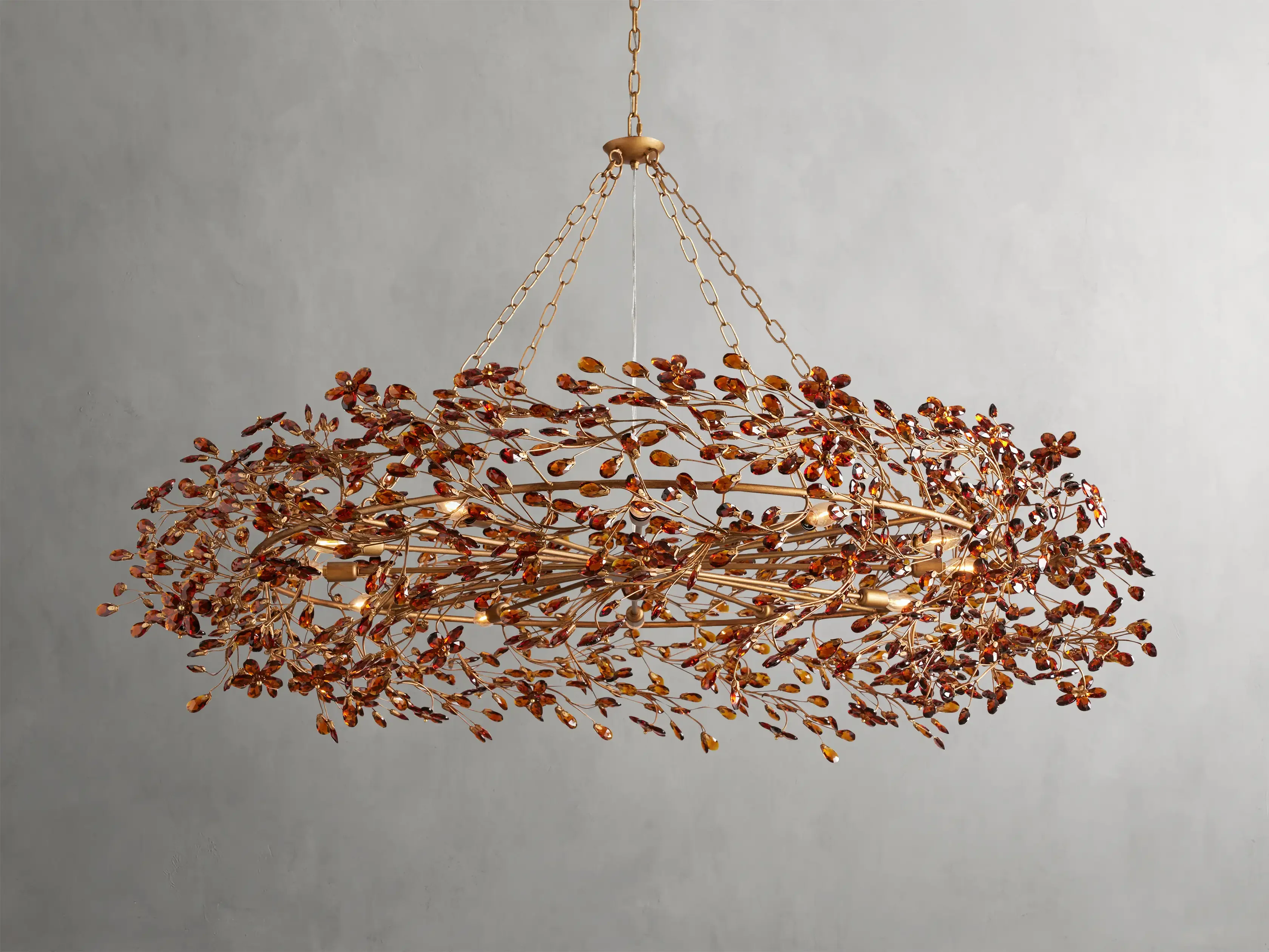 Large Crystal Floral Chandelier Iron Gold Leaf Ceiling Light - Image 37