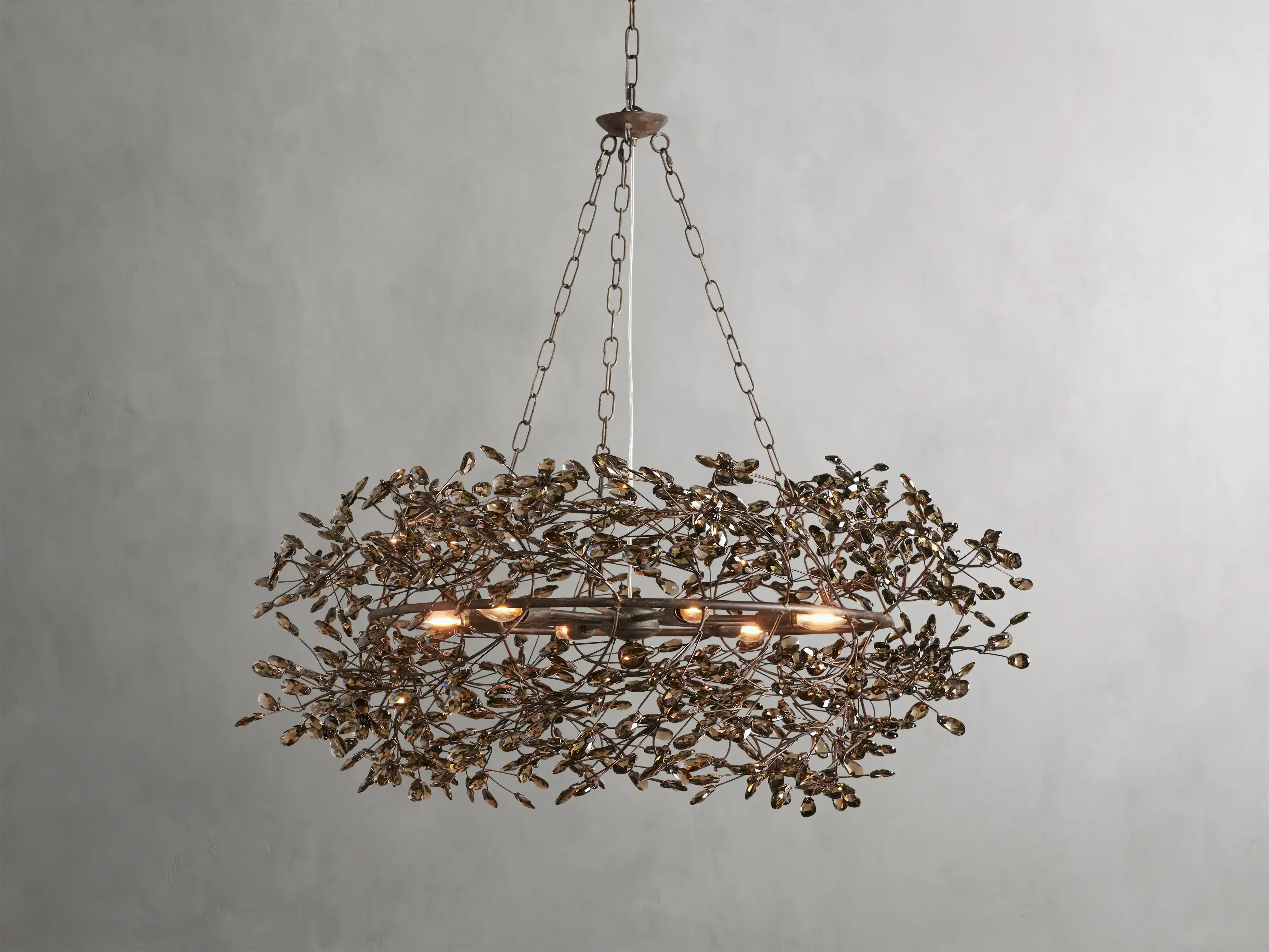 Large Crystal Floral Chandelier Iron Gold Leaf Ceiling Light - Image 38