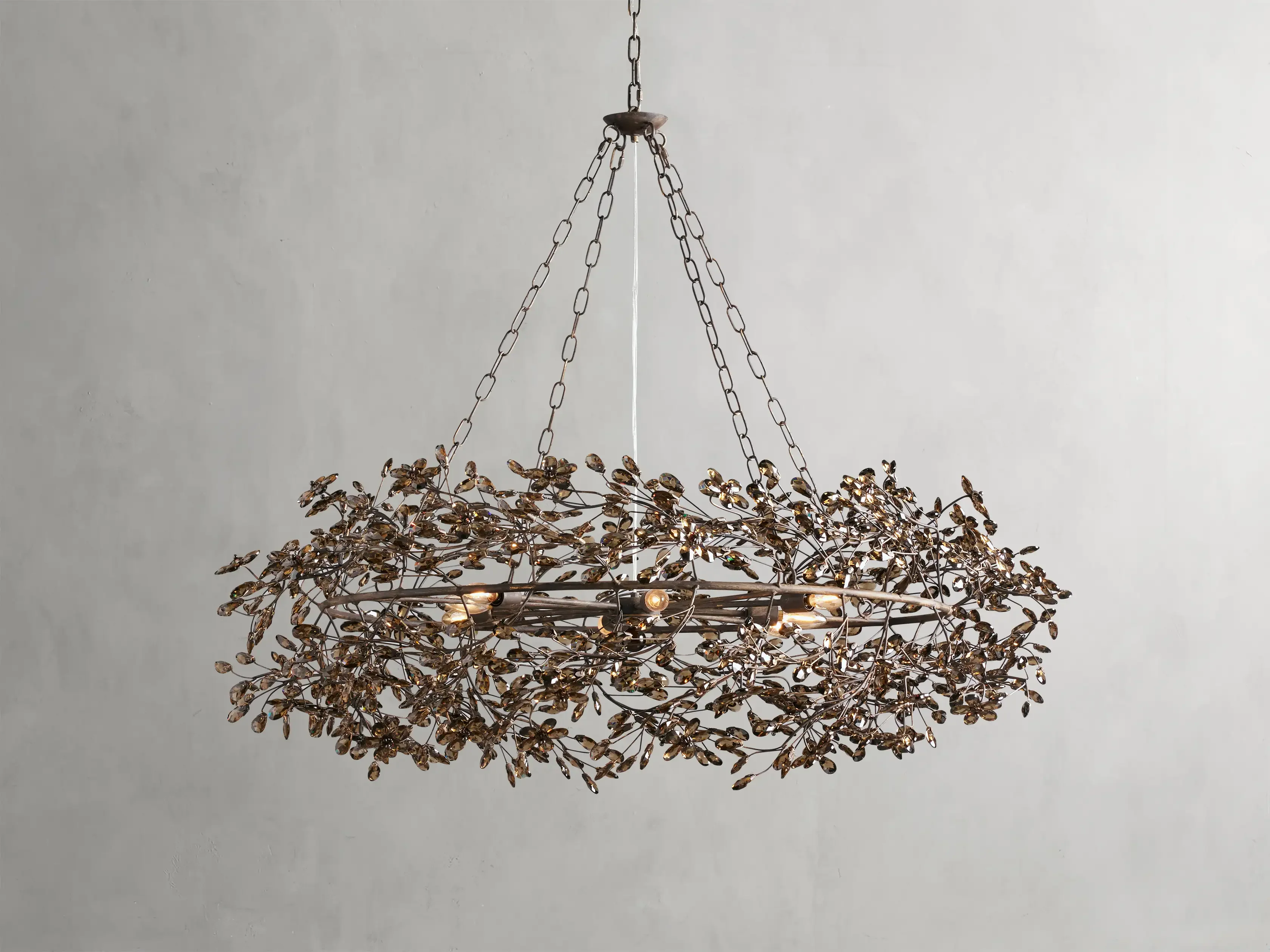 Large Crystal Floral Chandelier Iron Gold Leaf Ceiling Light - Image 39