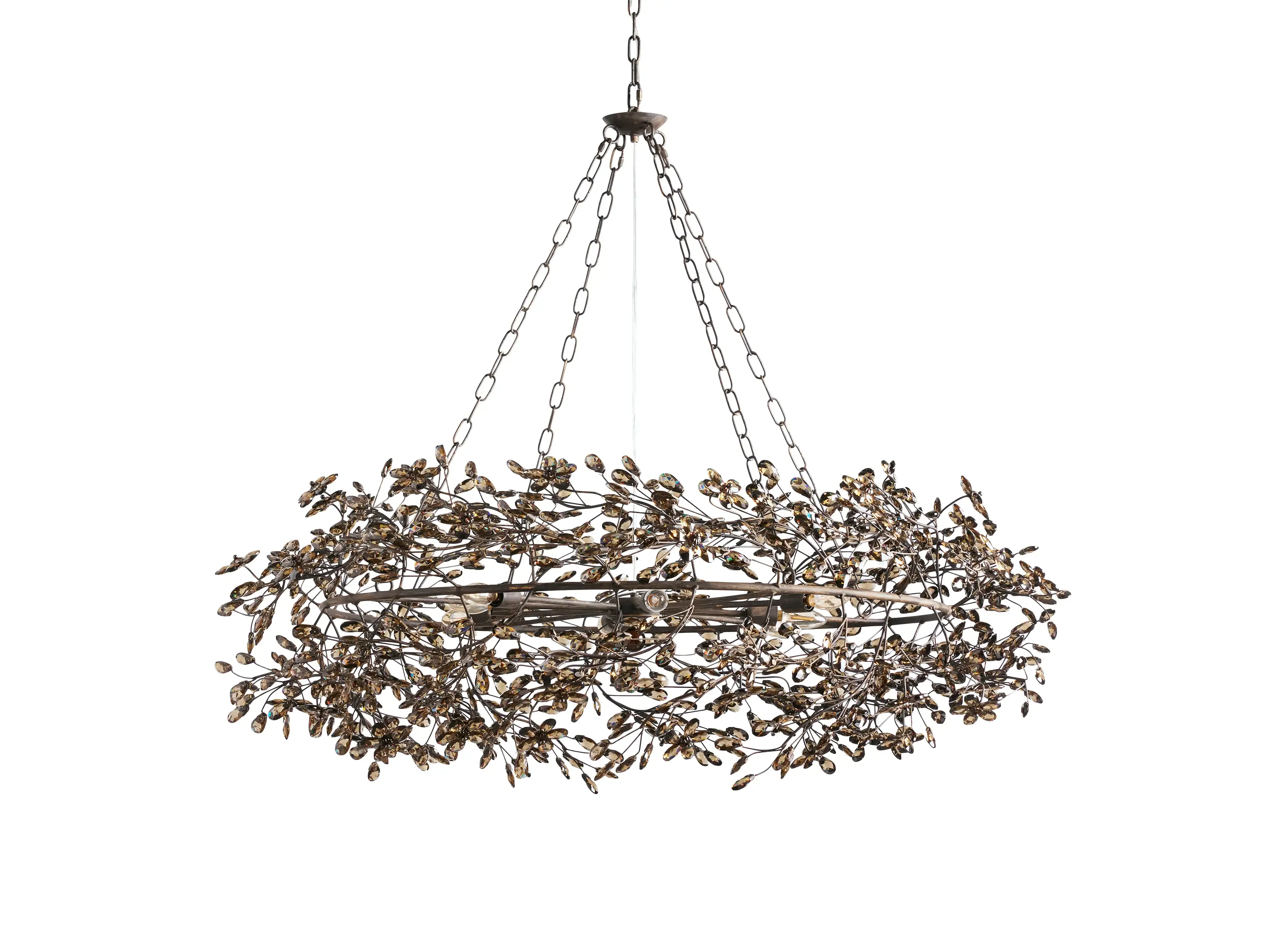 Large Crystal Floral Chandelier Iron Gold Leaf Ceiling Light - Image 40