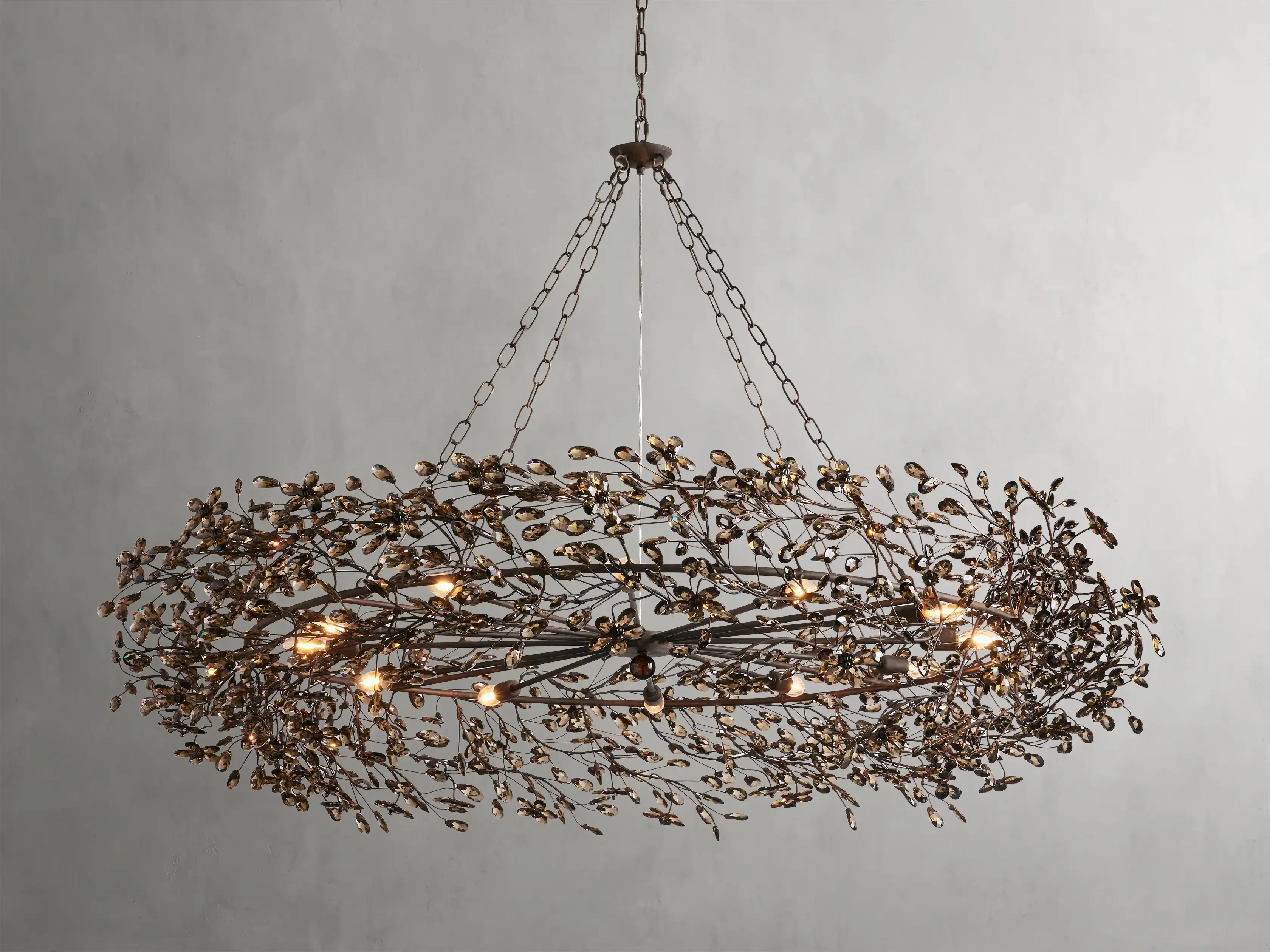 Large Crystal Floral Chandelier Iron Gold Leaf Ceiling Light - Image 41