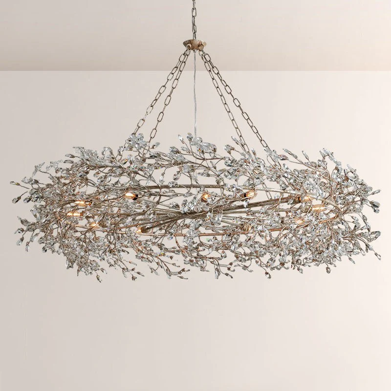Large Crystal Floral Chandelier Iron Gold Leaf Ceiling Light - Image 51