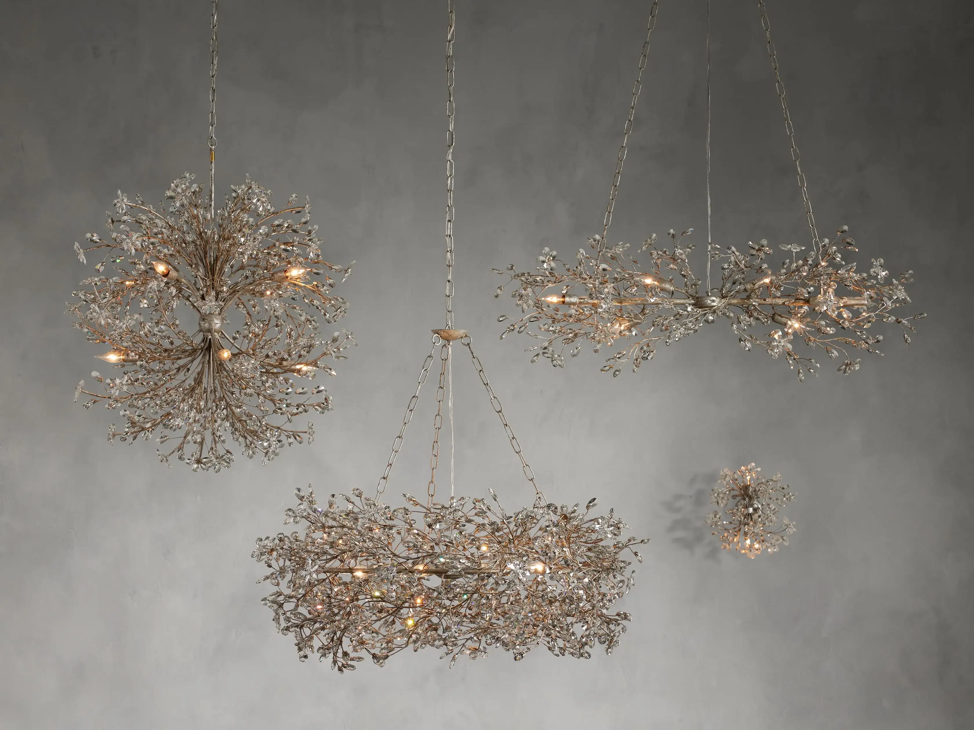 Large Crystal Floral Chandelier Iron Gold Leaf Ceiling Light - Image 6
