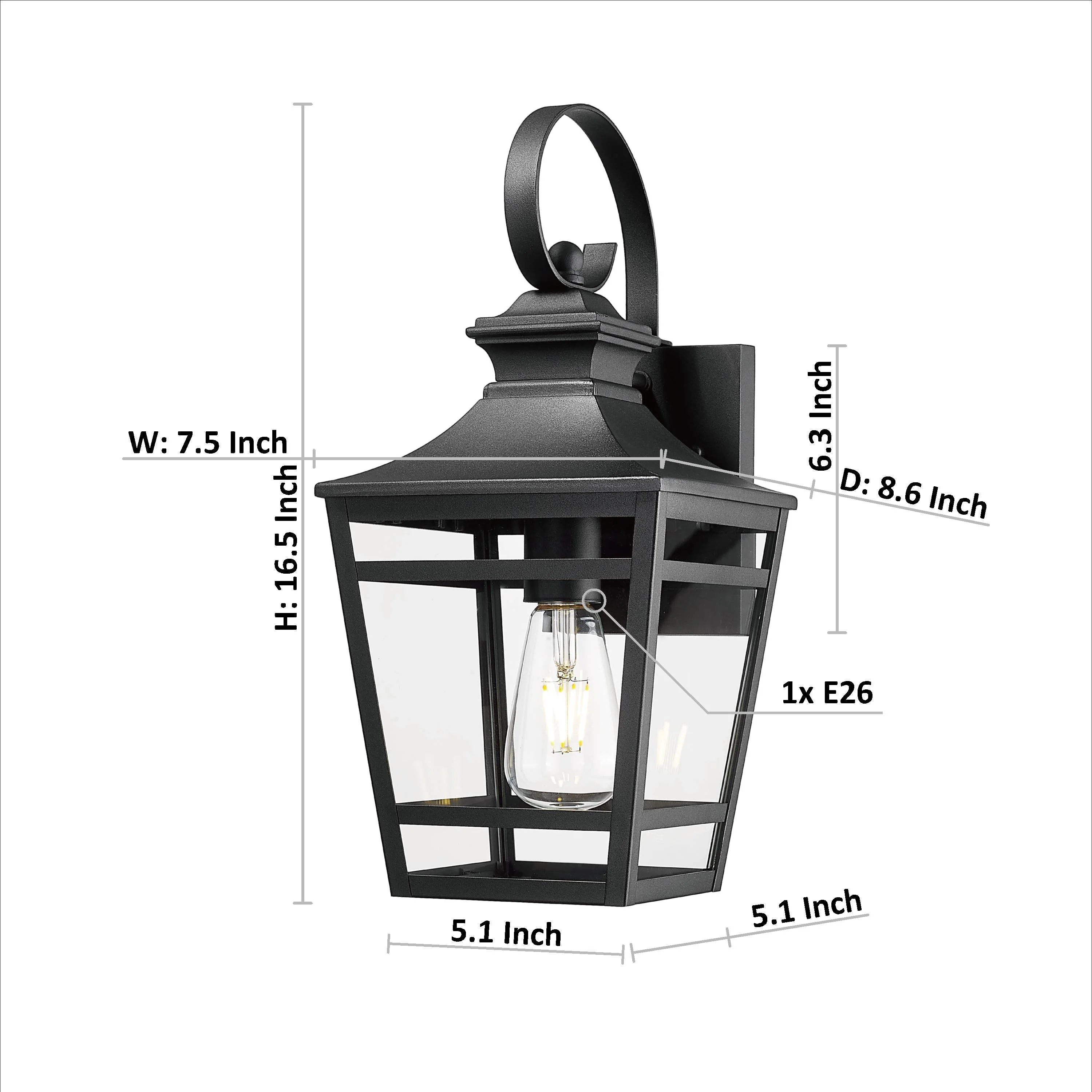 Large Outdoor Wall Lights for House - 16.5 Inch Black Aluminum - Image 6