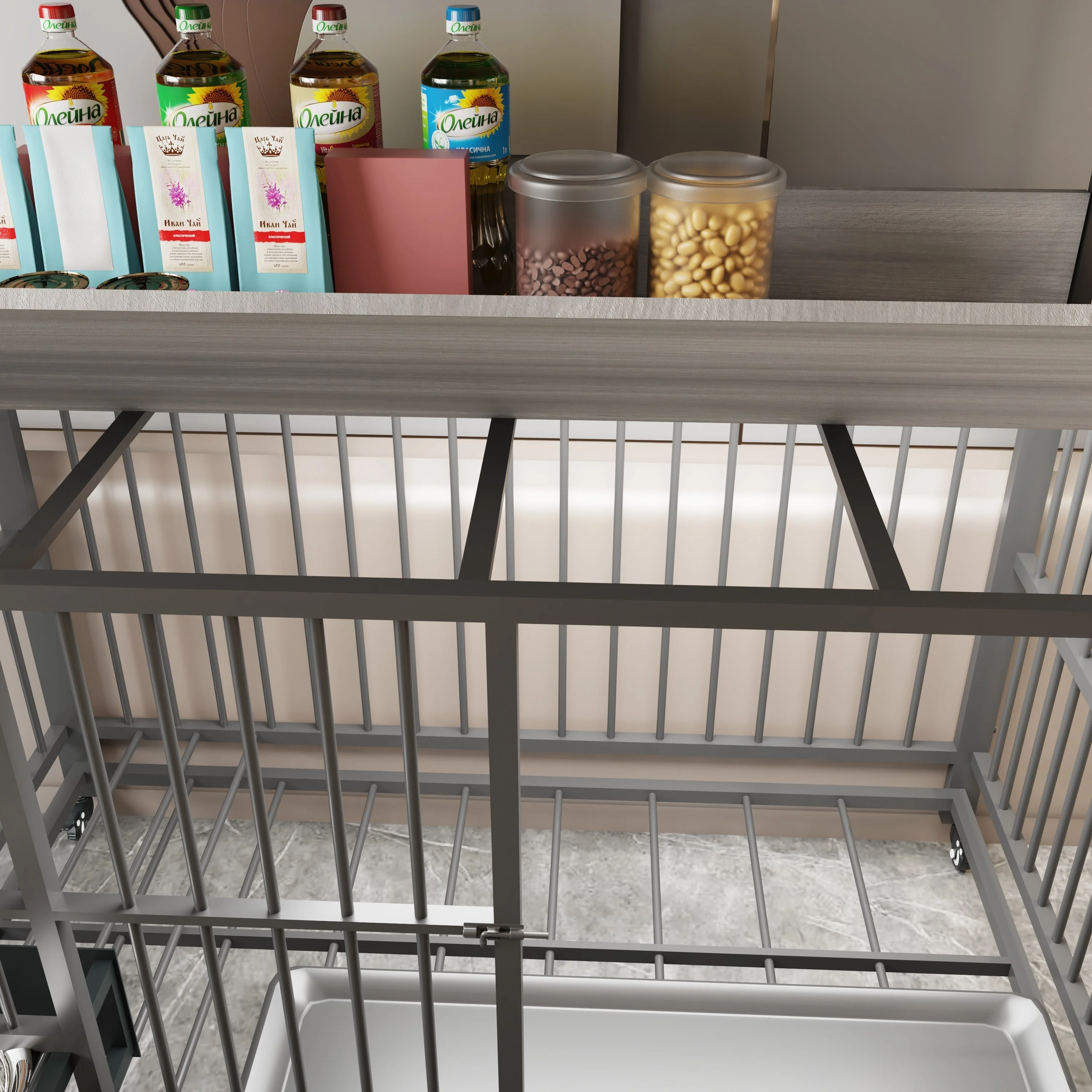 Large Pet Cage with Storage Rack and Stainless Steel Basins - Image 13
