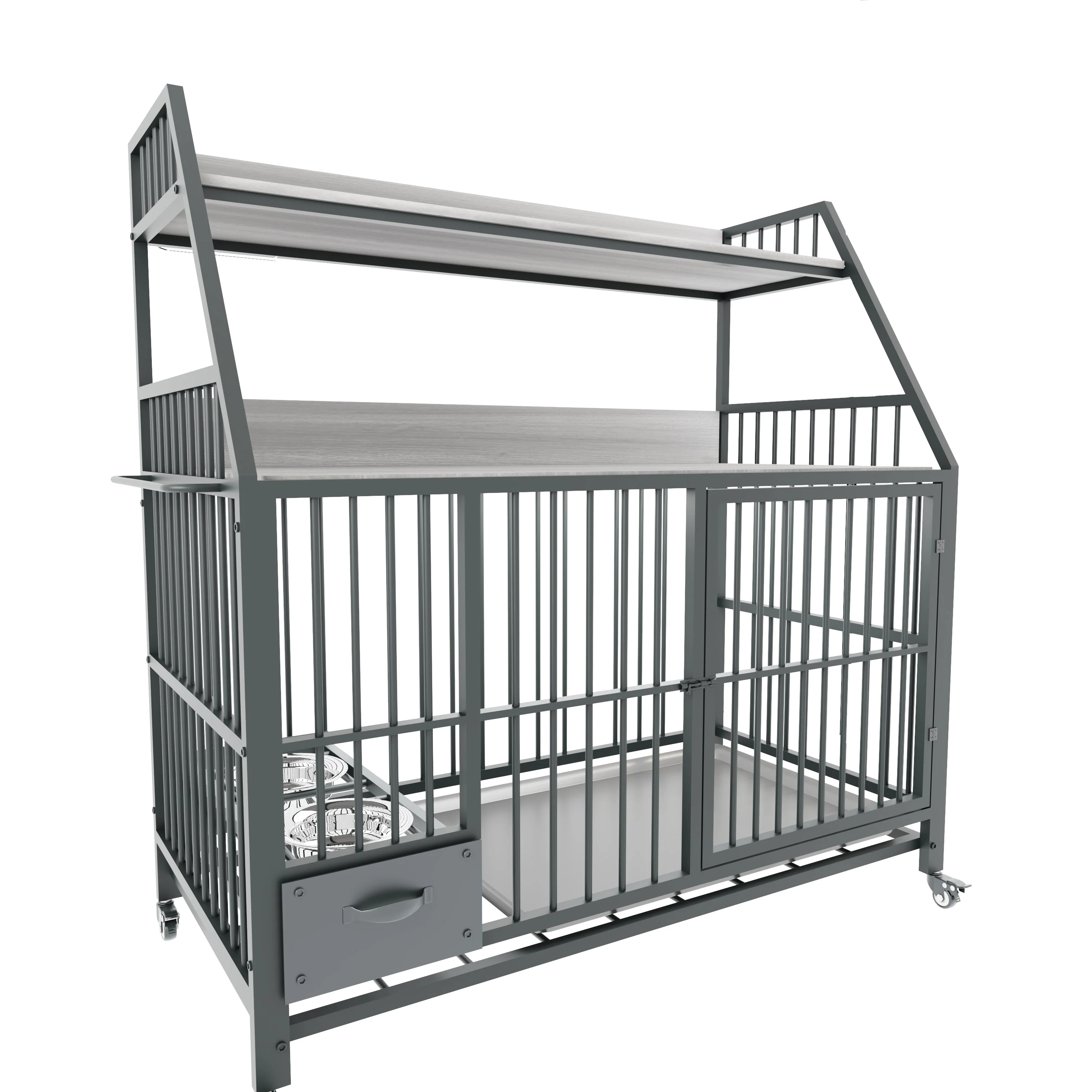 Large Pet Cage with Storage Rack and Stainless Steel Basins - Image 29