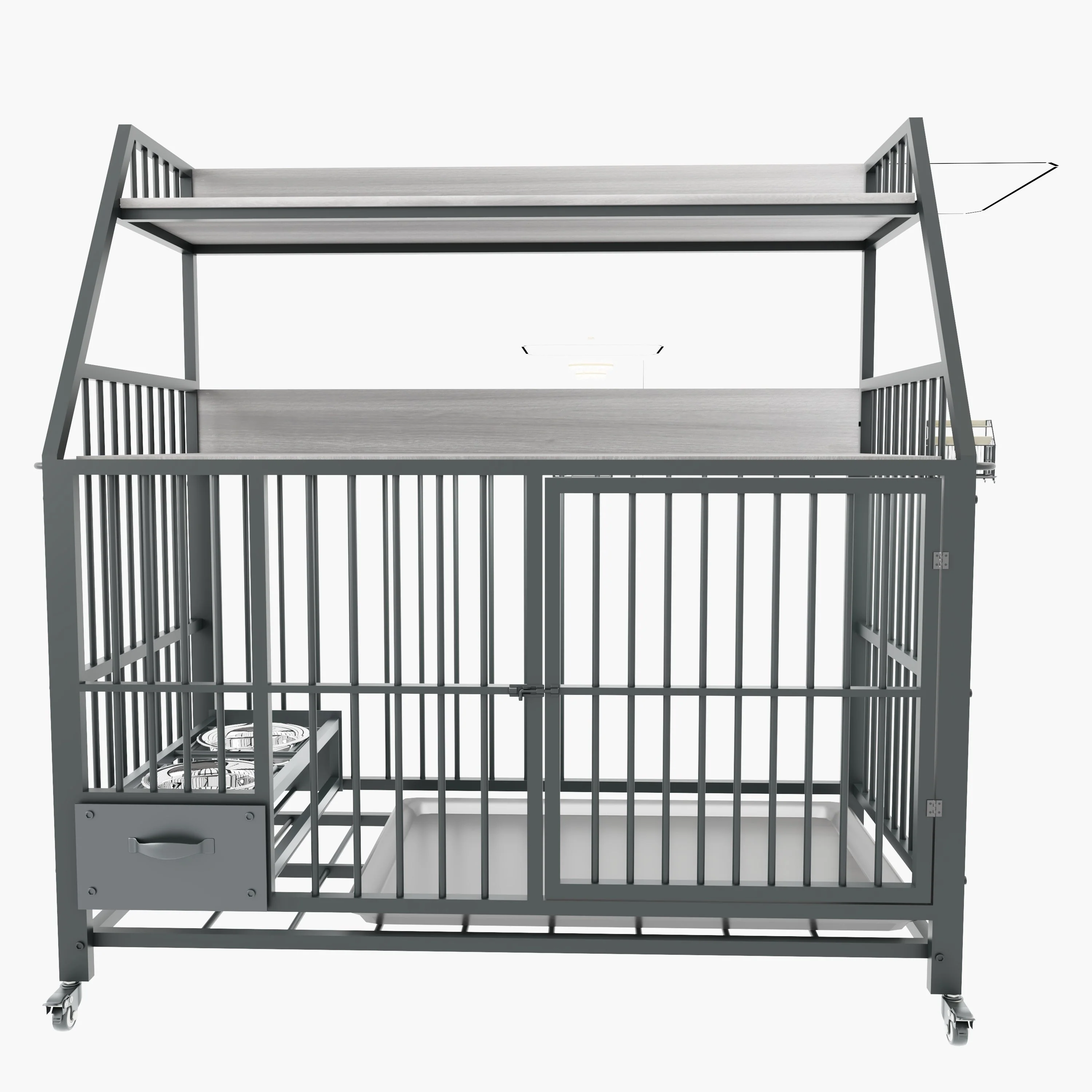 Large Pet Cage with Storage Rack and Stainless Steel Basins - Image 30
