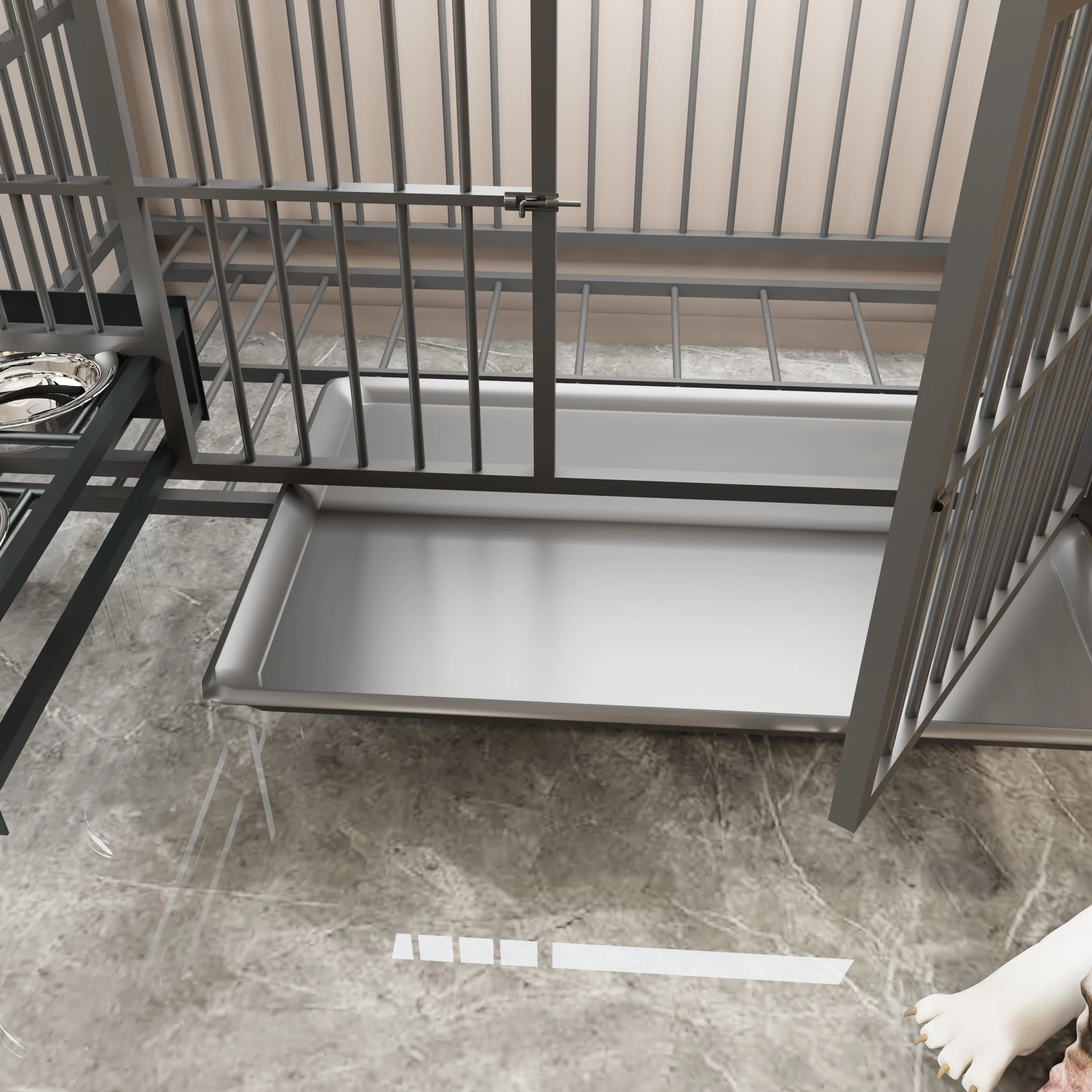 Large Pet Cage with Storage Rack and Stainless Steel Basins - Image 9