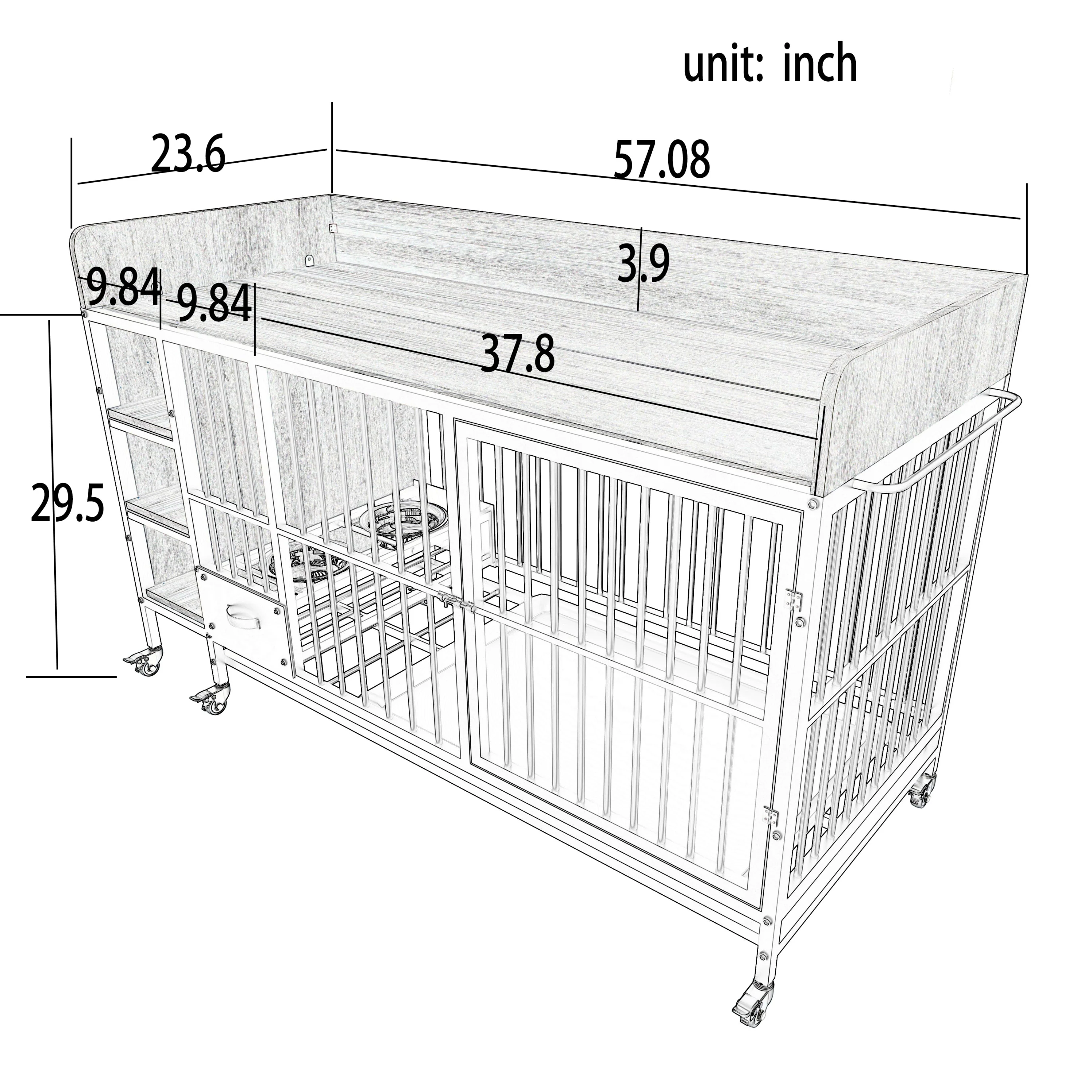 Large Pet Cage with Storage Rack Black and Beige - Image 21