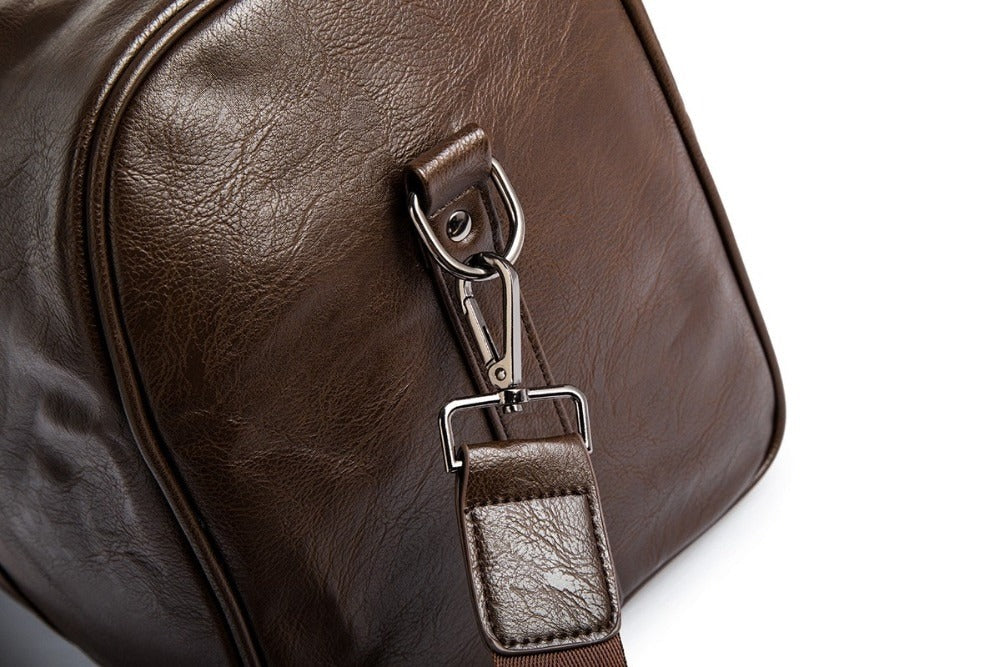 Large PU Leather Travel Duffel Bag Lightweight Carry On Weekender 45cm - Image 13