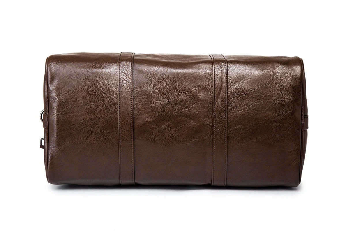 Large PU Leather Travel Duffel Bag Lightweight Carry On Weekender 45cm - Image 15