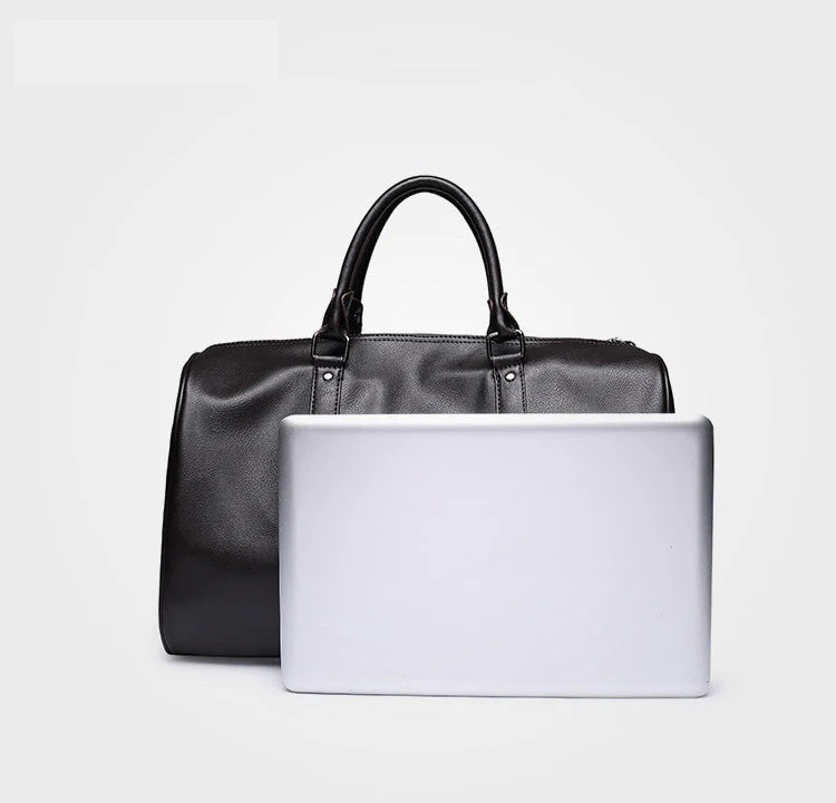 Large PU Leather Travel Duffel Bag Lightweight Carry On Weekender 45cm - Image 4